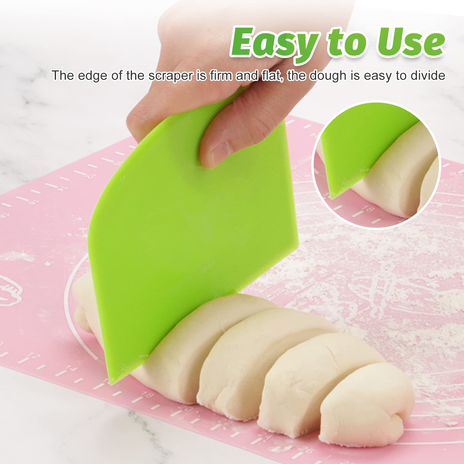 Redamancy 3-Piece Tarot Dough Scraper Set - Stainless Steel Dough Cutter & Pastry Tool for Baking, Pizza, Bread, Cakes - Perfect for Home Bakers & Professional Kitchens