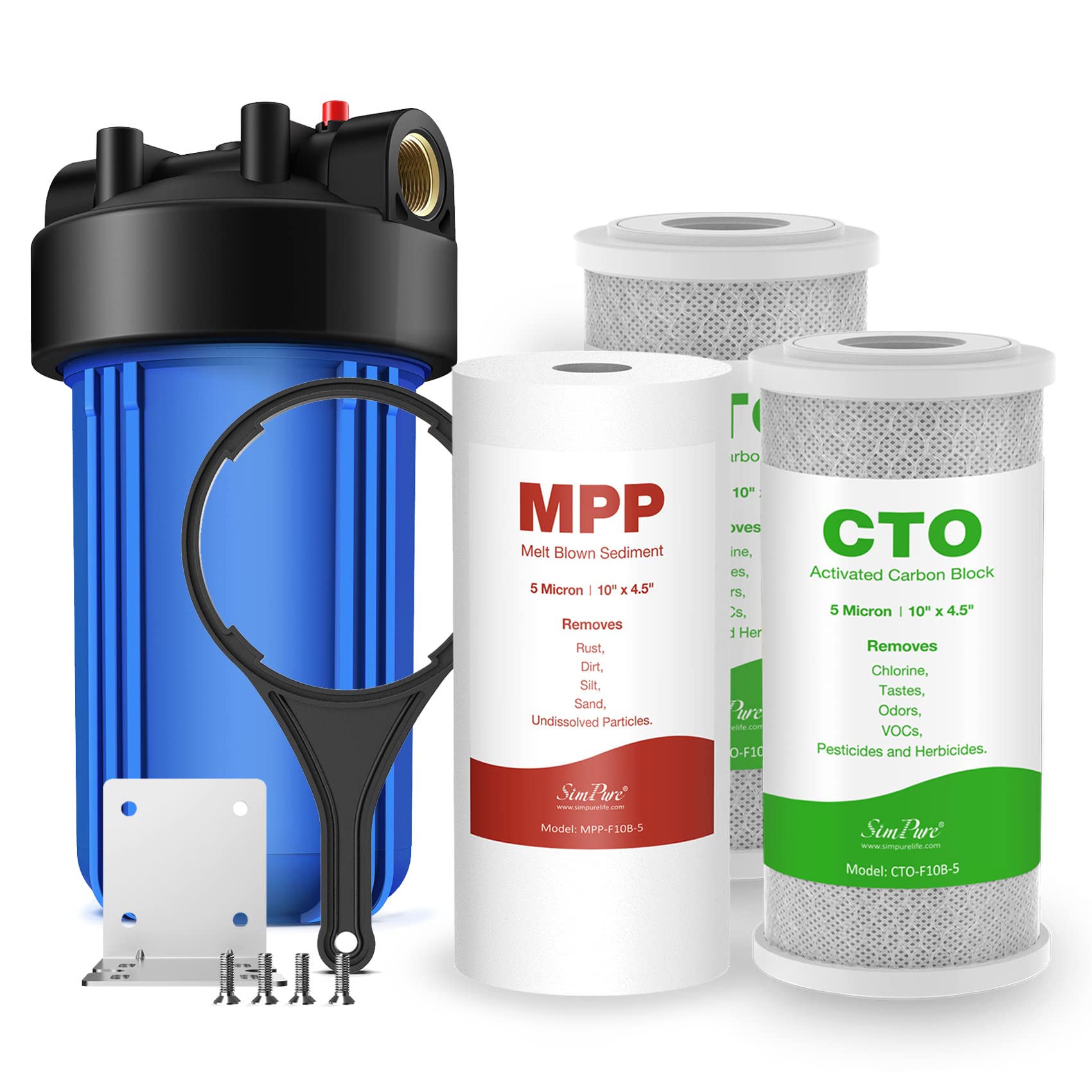 SimPure DB10P Whole House Water Filter System with 1