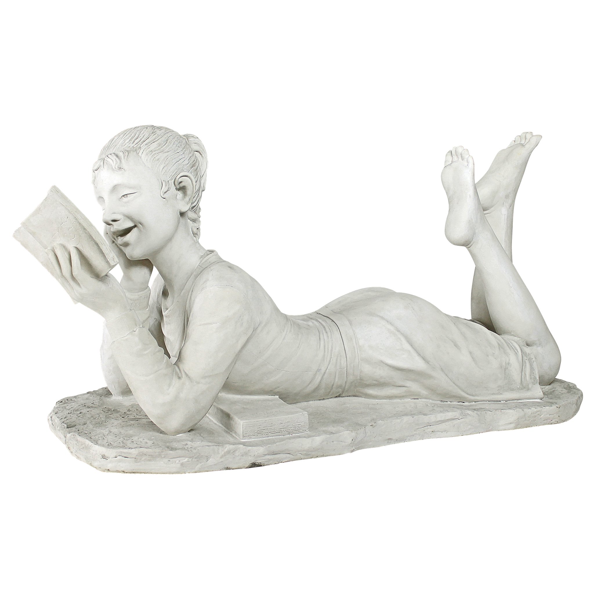 Design Toscano KY1367 Glenda The Reading Girl Garden Statue - Antique Stone Finish Outdoor Decor for Gardens, Patios & Libraries - Perfect for Book Lovers & Literary-Themed Landscaping