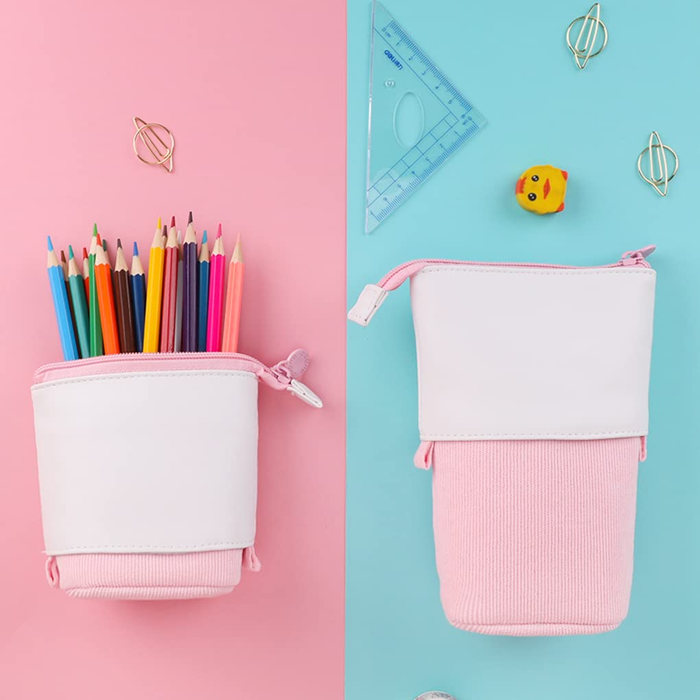 Oyachic Stand Up Pencil Case - Transformable Telescopic Pen Holder & Cosmetic Organizer Bag for Women | Perfect for Office, School, Makeup Storage & Travel Accessories