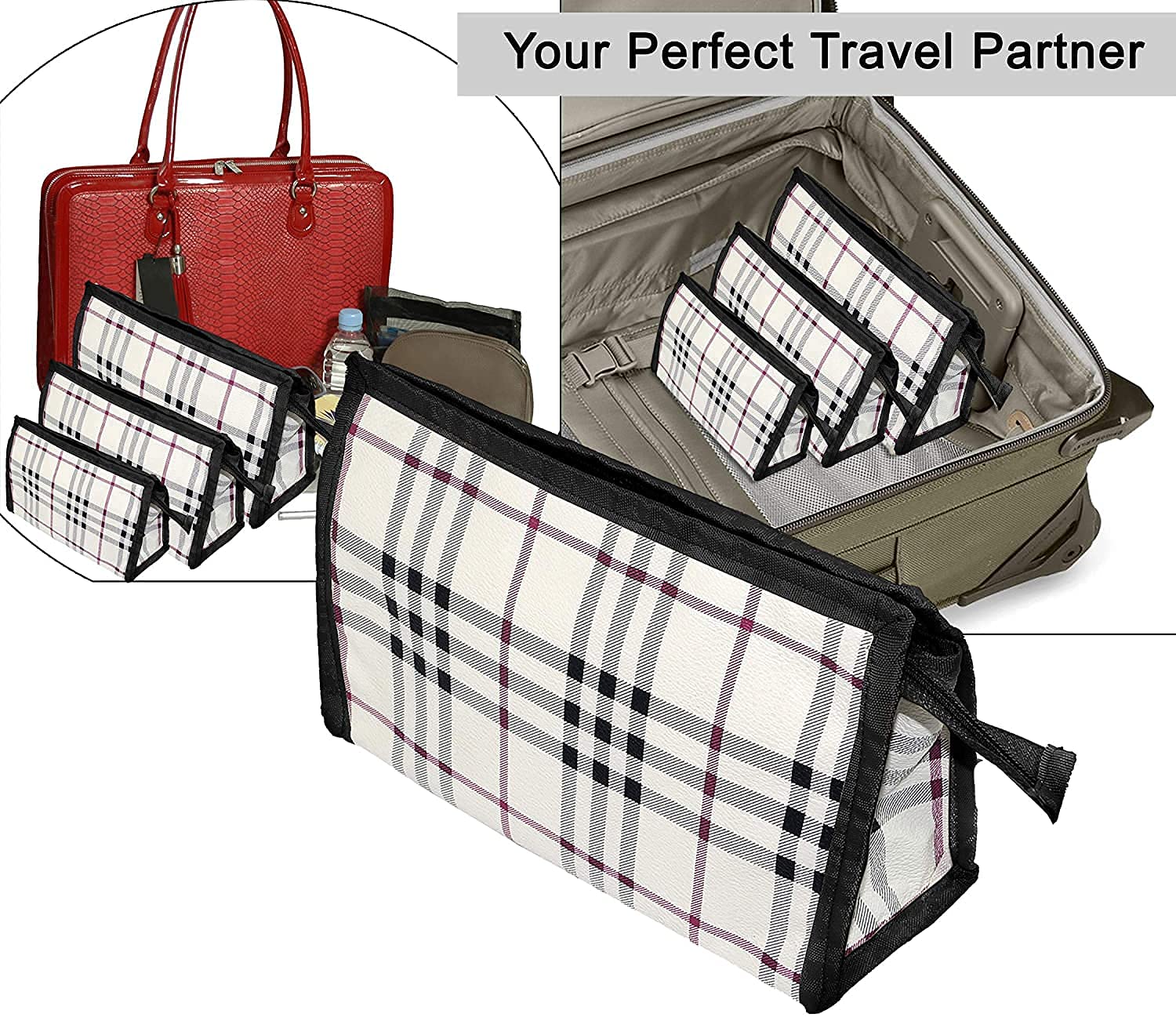 Pentbuns Set of 2 Clear Travel Organizer Pouches - Waterproof Makeup & Toiletry Bags with Dual Pockets for Women | Perfect for Airplane Carry-On, Gym Essentials & Cosmetic Storage