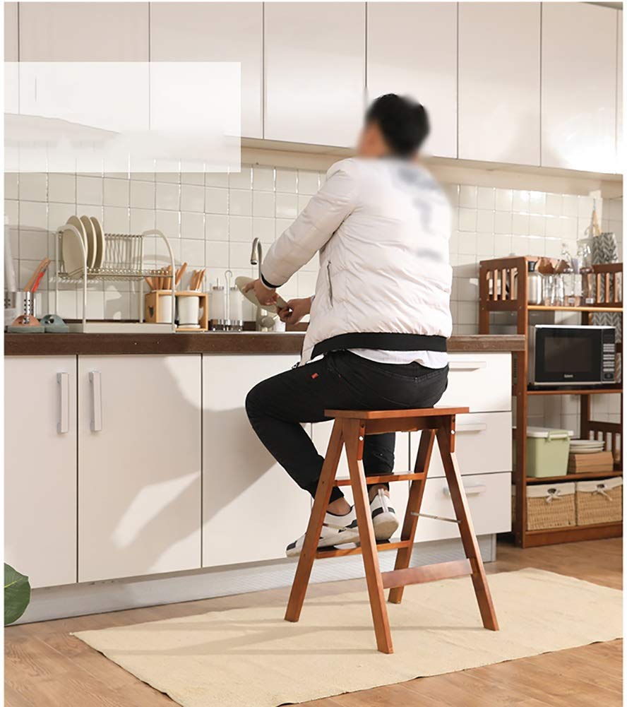 ZAANU 3-Step Solid Wood Folding Step Stool - Modern Portable Kitchen Step Ladder with Non-Slip Feet, Multifunctional Stool for Home, Office, and Bathroom (White/Brown) - Perfect for Reaching High Shelves, Changing Light Bulbs, and Kids' Bedtime Stories