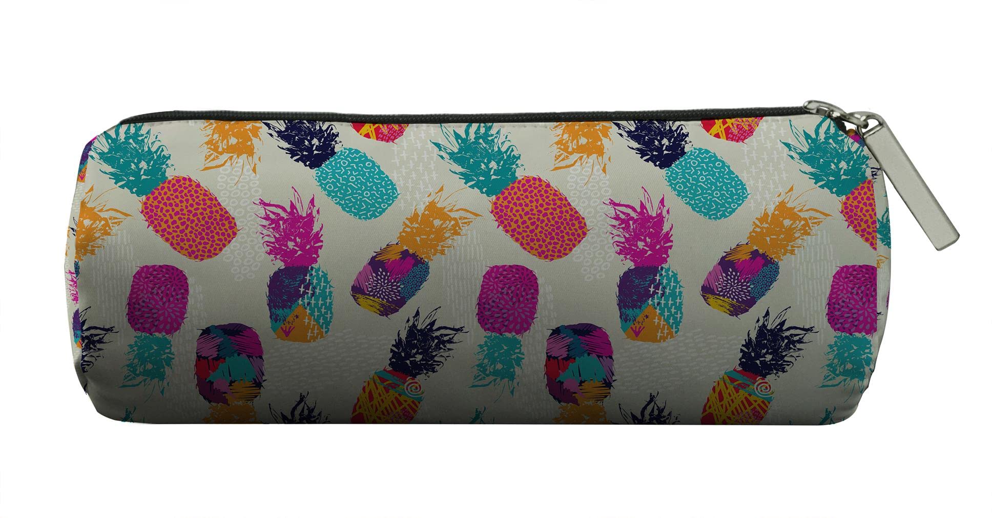 COW GO GO Waterproof Cosmetic Bag for Travel - Large Makeup Organizer with Zipper for Brushes & Toiletries - Portable Storage Pouch for Women, Girls & Men (Vibrant Pineapple Print) - Perfect for Vacation, Gym & Daily Essentials Organization