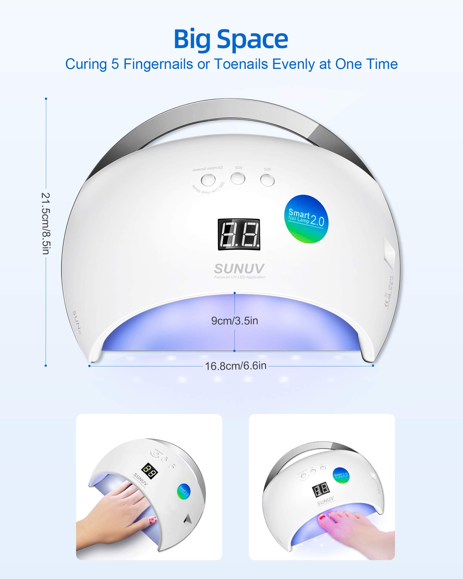 Professional SUNUV 48W UV LED Nail Lamp - Fast Drying Gel Polish Dryer with 30/60/99S Timer & Sensor, Removable Bottom Tray - Perfect for Home Manicures & Salon Nail Art (Ideal for Gel Polish, Acrylic Nails & DIY Nail Designs)
