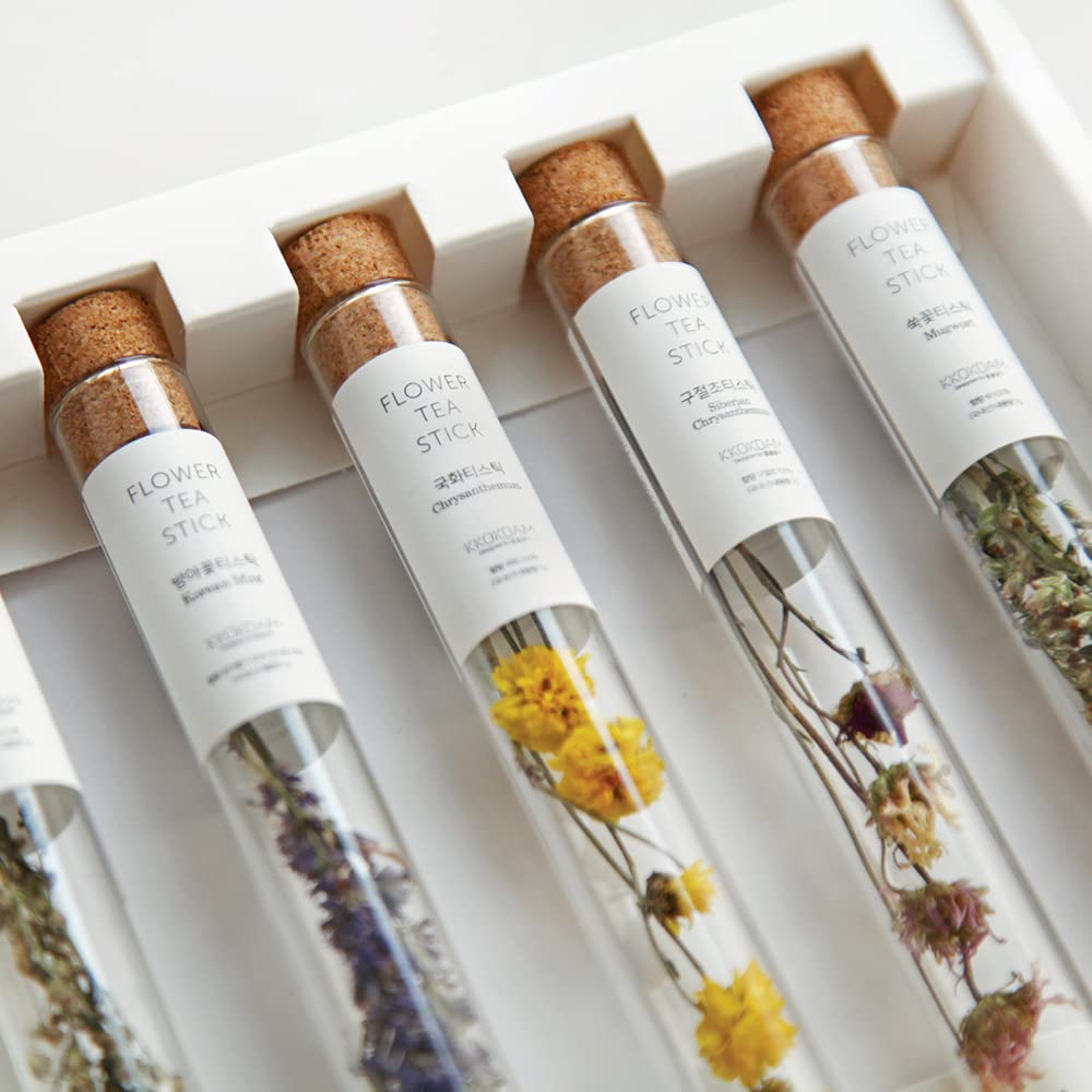 Premium Korean Flower Tea Gift Set - KKOKDAM Blooming Tea Sticks Variety Pack (Loose Leaf Herbal Tea) - Perfect for Relaxation, Gifts & Special Occasions