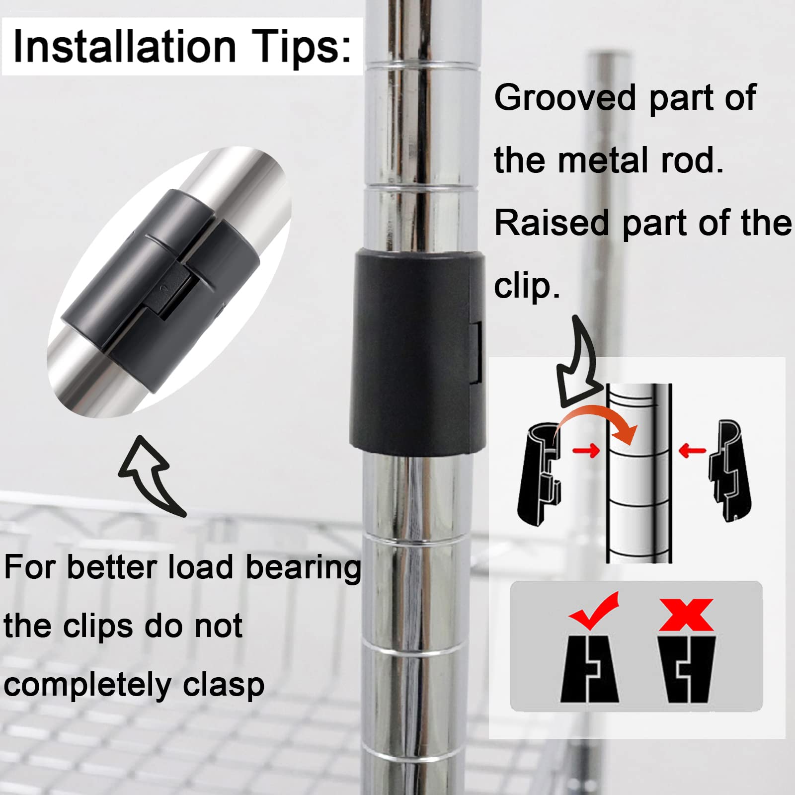 72 Pack Wire Shelving Shelf Lock Clips for 1