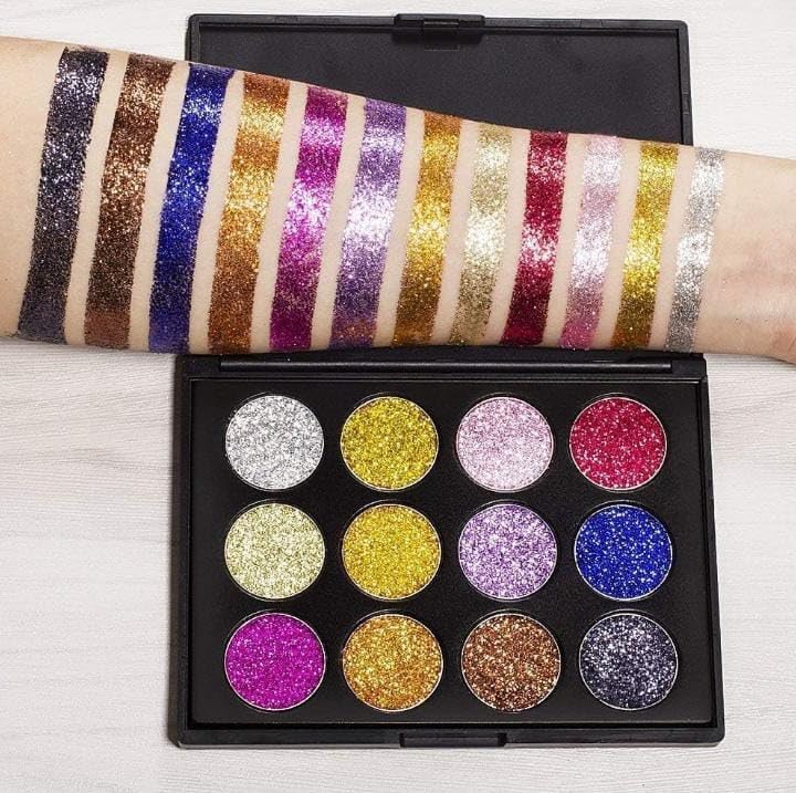 ZOOMIQUE 12-Color Glitter Eyeshadow Palette with Blender & Brushes - Perfect for Party & Night Out Makeup