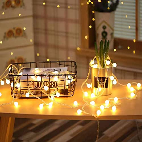 40-LED 19.8FT Globe String Lights with 8 Modes & Timer - Warm White Waterproof Fairy Lights for Bedroom, Kids Room, Dorm, Camping - Perfect for Outdoor Patio, Garden, Wedding & Party Decorations