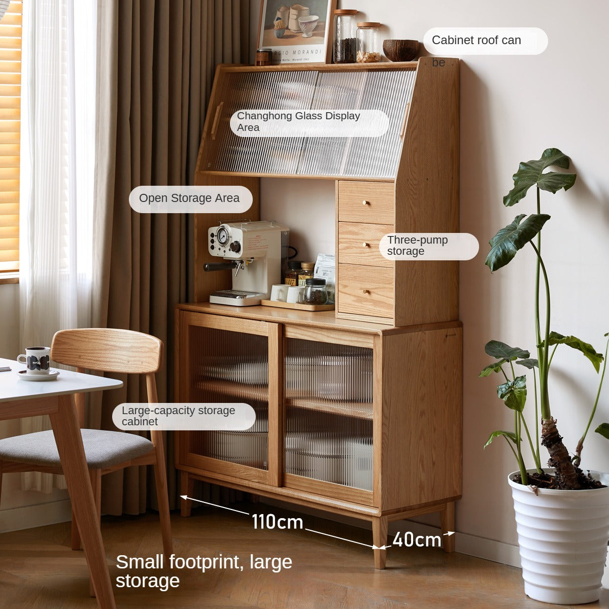 Solid Oak Wood Sideboards & Buffet Cabinets - Rustic Dining Room Storage Furniture for Home Decor & Entertaining