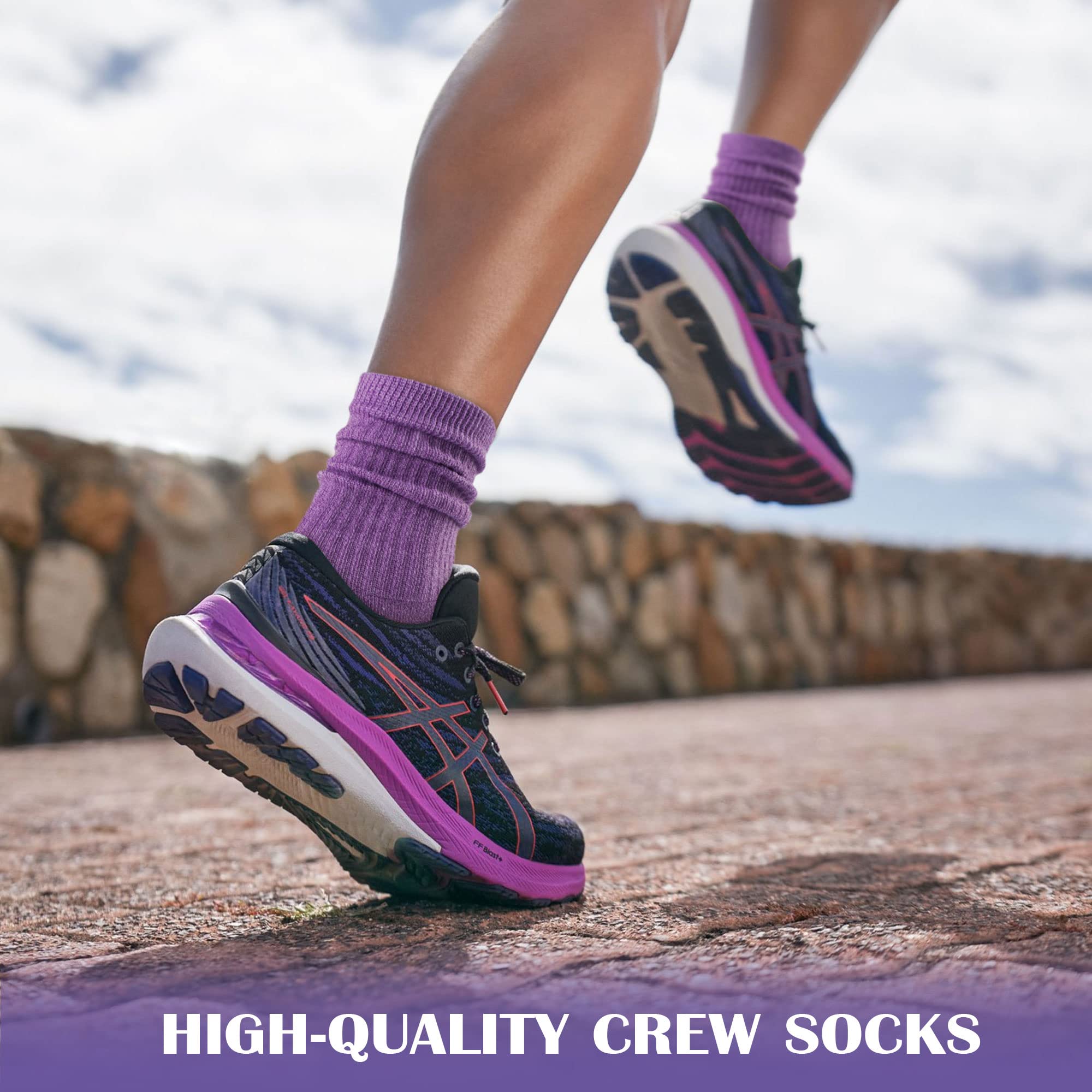 Gonii Women's Thick Cushioned Hiking & Running Athletic Crew Socks - 5 Pairs Pack for Outdoor Sports, Gym Workouts and Daily Comfort