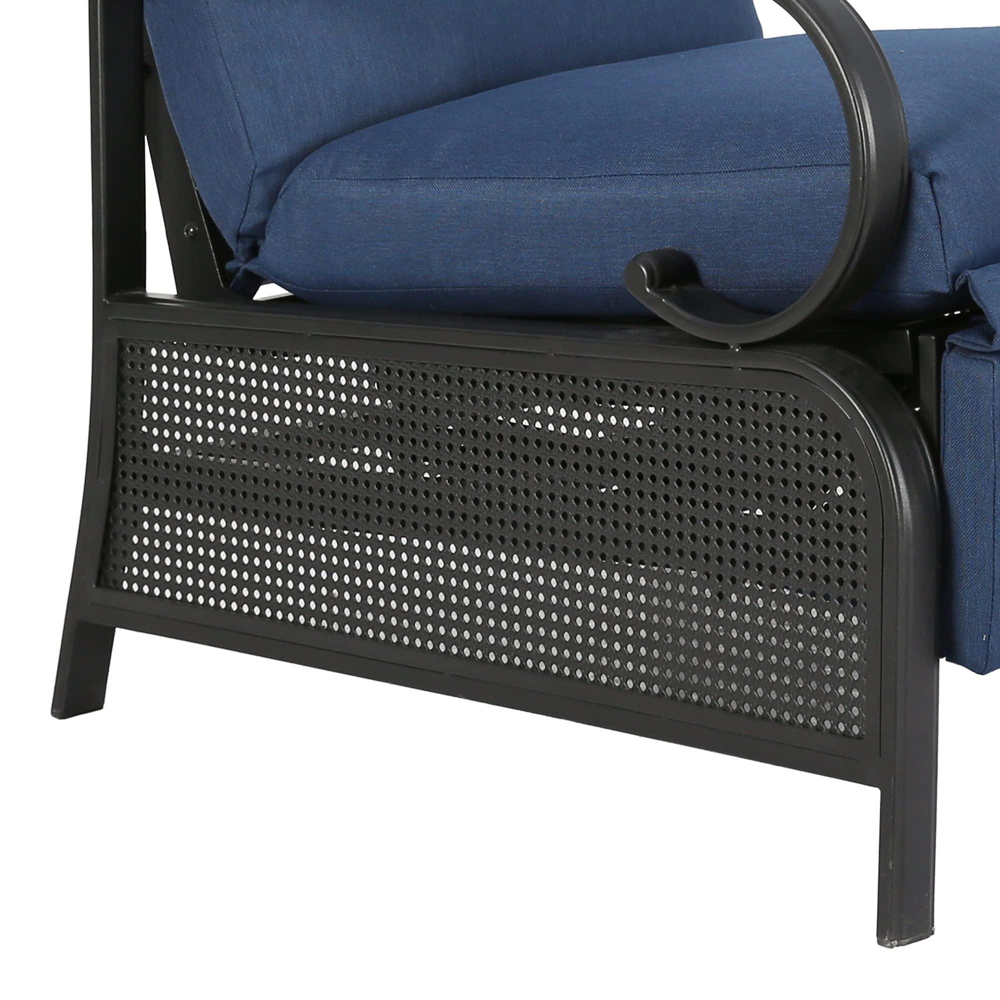 Ulax 2-Piece Adjustable Patio Recliner Chair Set - Outdoor Metal Lounge Reclining Sofa with Thick Cushions (Navy) - Perfect for Poolside, Backyard, Deck & Patio Relaxation