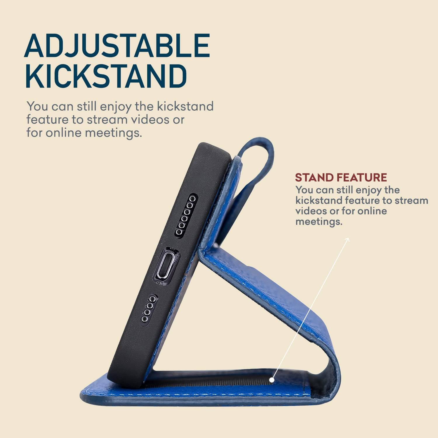 Premium Full Grain Leather iPhone 13 Mini Wallet Case - 2-in-1 Magnetic Detachable Flip Cover with Card Slots & Kickstand | Compatible with Apple MagSafe (Royal Blue) | Perfect for Travel, Business & Everyday Protection