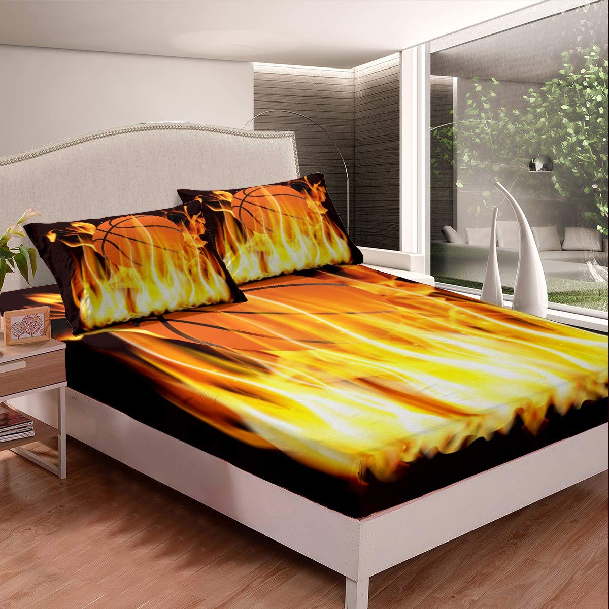 3D Basketball Bedding Set for Kids - Twin Size 2Pcs | Sports Themed Room Decor for Boys & Girls