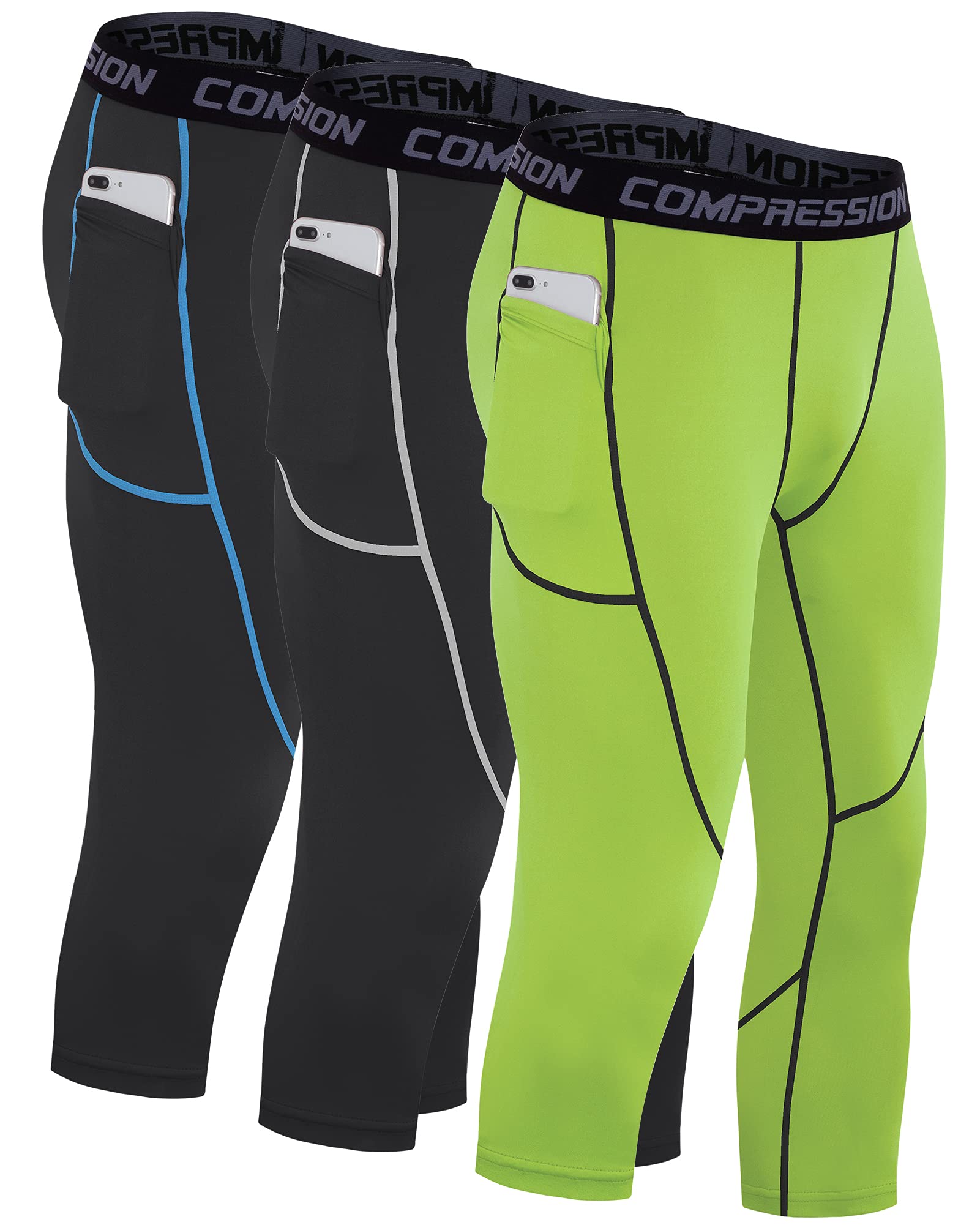 Milin Naco Men's Compression Pants - Breathable Workout Leggings for Running, Skiing & Gym - Moisture Wicking Base Layer for Sports & Outdoor Activities