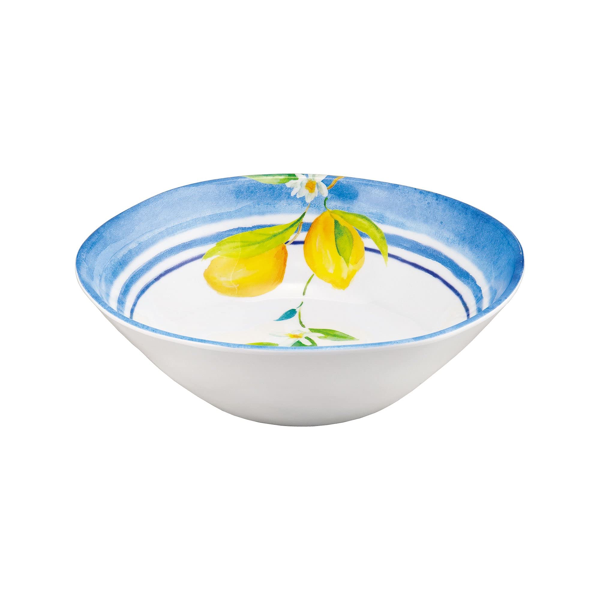 UPware 12-Piece Lovely Lemons Melamine Dinnerware Set - Durable Outdoor Dishes & Plates with Bowls, Service for 4, Vibrant Blue - Perfect for Picnics, BBQs, Pool Parties & Outdoor Dining