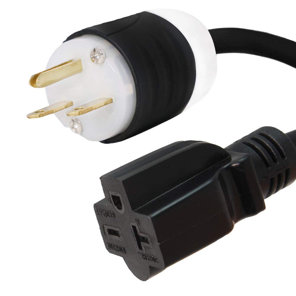 NEMA 6-15P to 6-20R Plug Adapter 20ft - 15A 250V Heavy Duty Power Cord - 14 AWG Iron Box IBX-5857-20 - Perfect for Industrial Equipment, Workshop Tools & High-Power Appliances