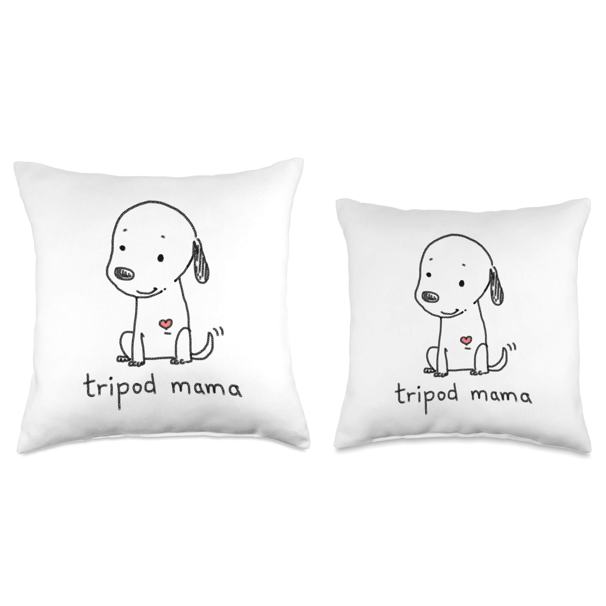Cute Cartoon Tripod Dog Throw Pillow - Three-Legged Dog Mom Gift for Pet Lovers - Perfect for Sofa, Bed & Home Decor