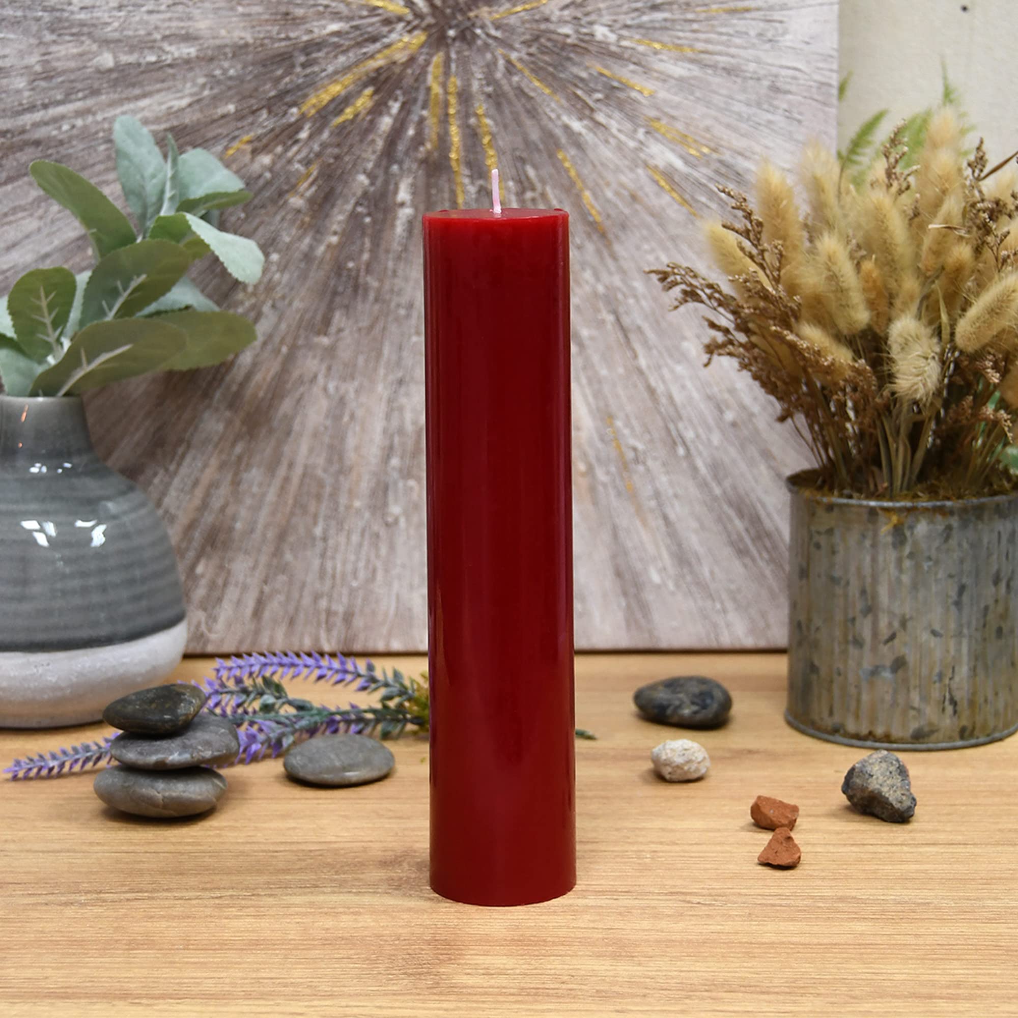 2-Pack Red Pillar Candles, 9 Inches Tall - Perfect for Weddings, Parties, and Home Decor