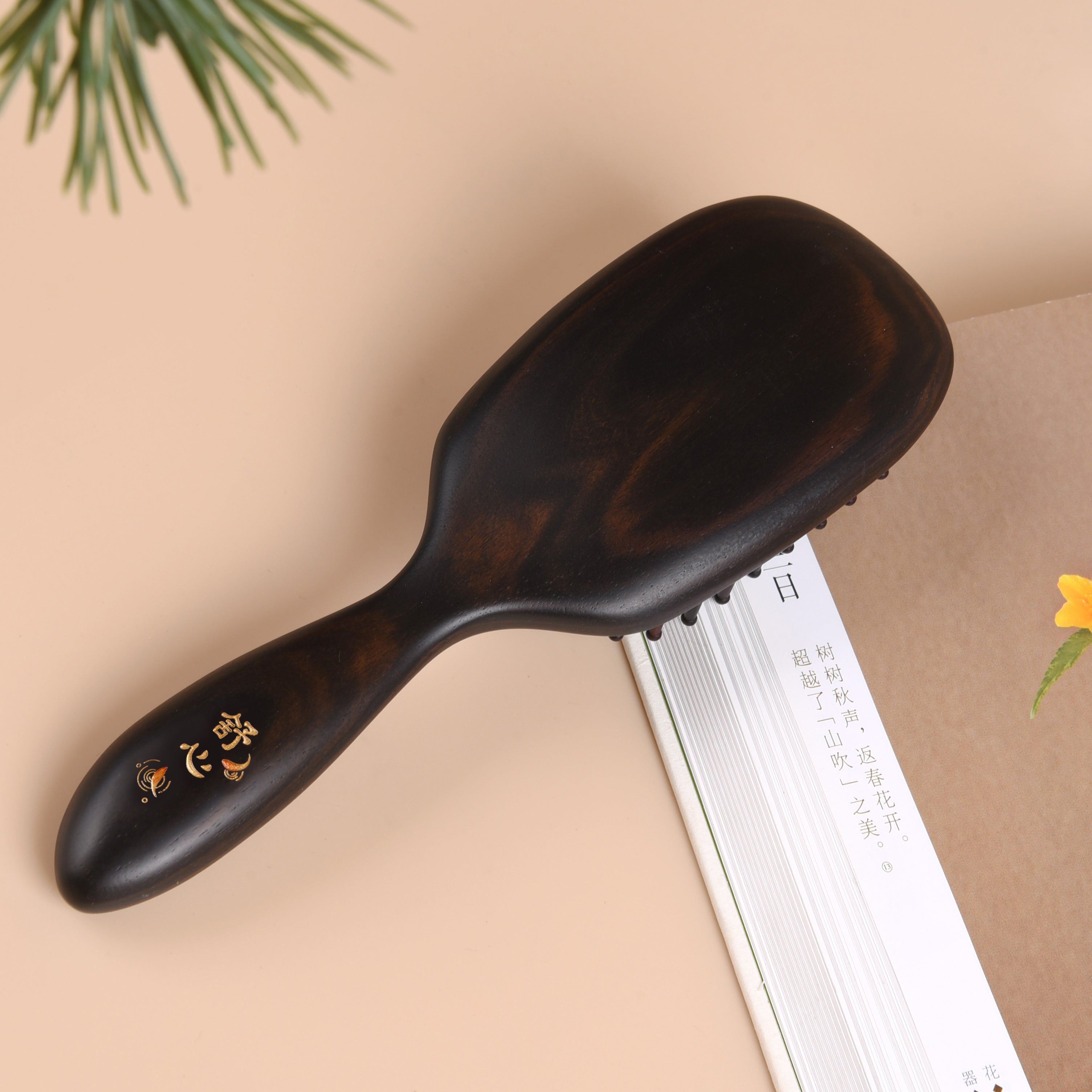 Premium Blackwood Hair Brush with Natural Boar Bristles - Gentle Detangling & Scalp Massage for Shiny Healthy Hair - Perfect for Daily Styling & Salon Use