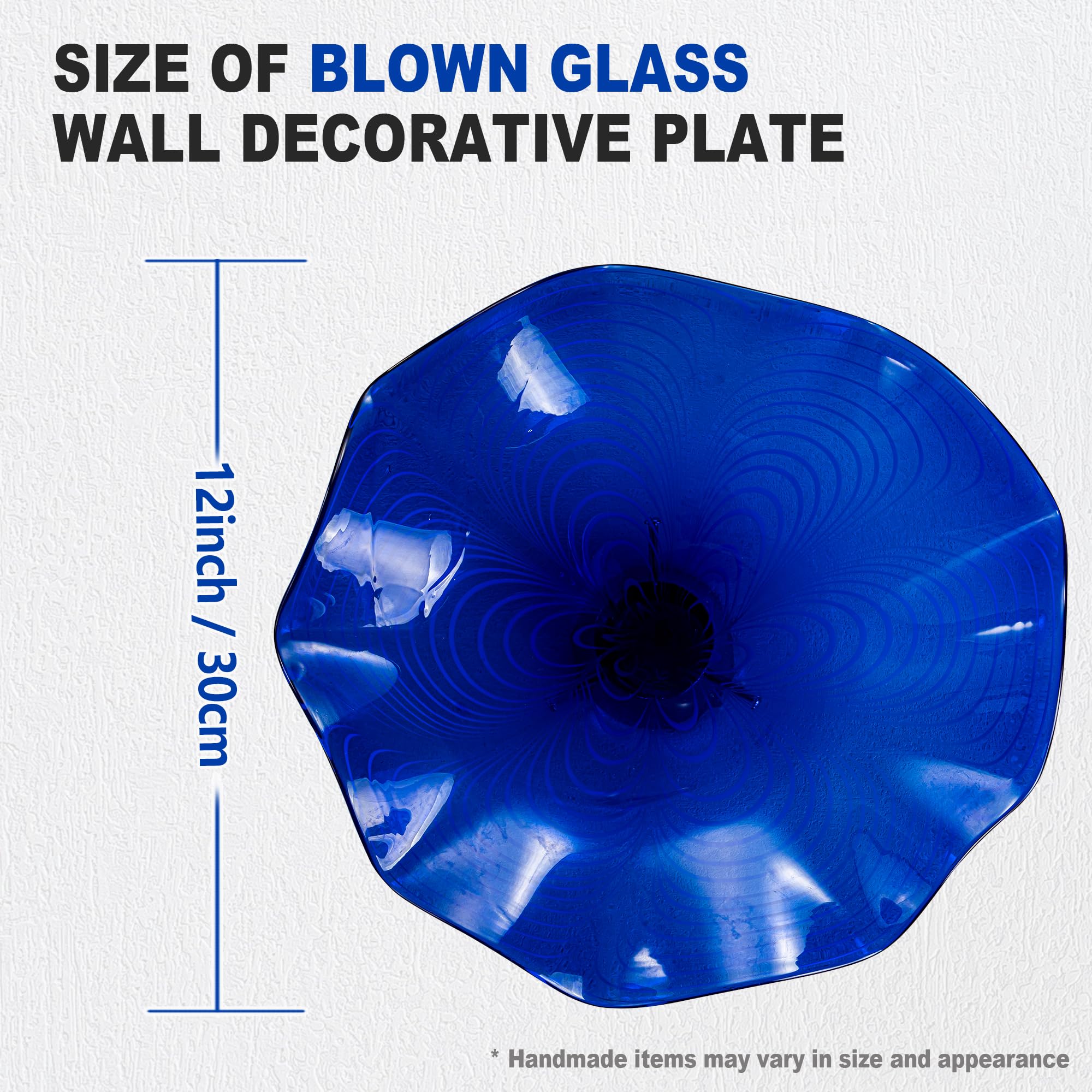 Handmade Murano-Style Glass Plate - Dark Blue Decorative Wall Art for Living Room, Dining Room & Bedroom | Elegant Home Decor & Gift Idea