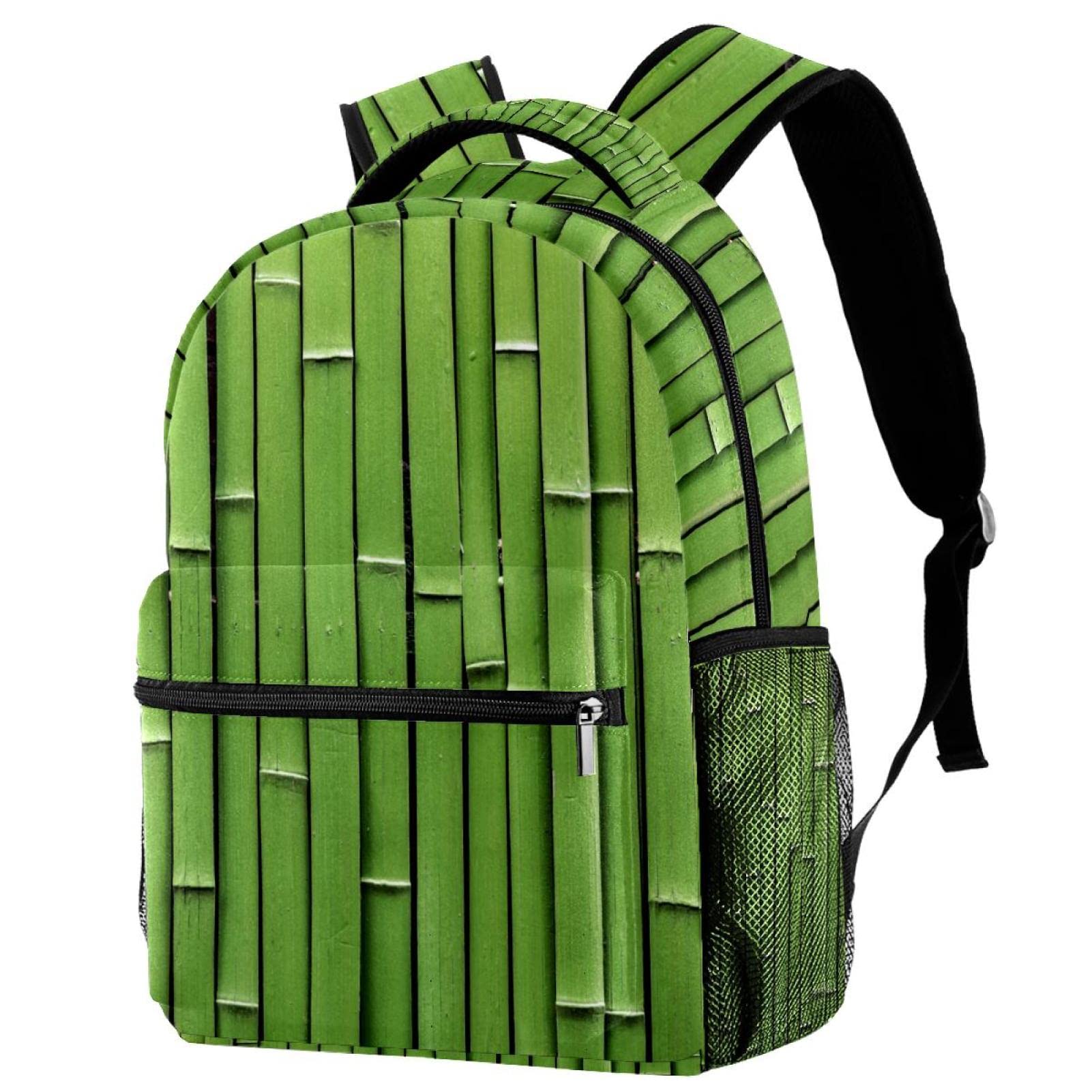 Eco-Friendly Green Bamboo Backpack for Students - Lightweight Shoulder Bag for Travel, College & School - Durable Tote Backpack for Everyday Use - Perfect for Commuting, Hiking & Campus Life