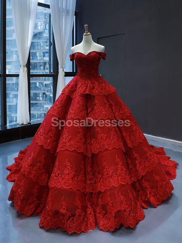 Elegant Off Shoulder Red Lace Long Evening Prom Dress for Women - Formal Gown for Homecoming, Ball, Wedding & Special Occasions