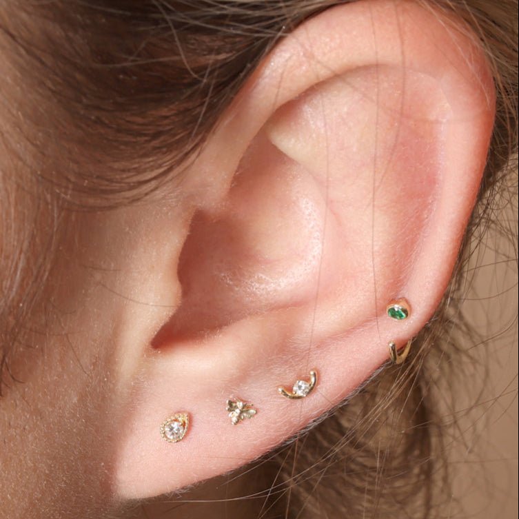 14K Rose Gold Diamond Paisley Flat Back Stud Earrings with Milgrain Detailing - Elegant Jewelry for Women, Perfect for Weddings, Parties & Daily Wear
