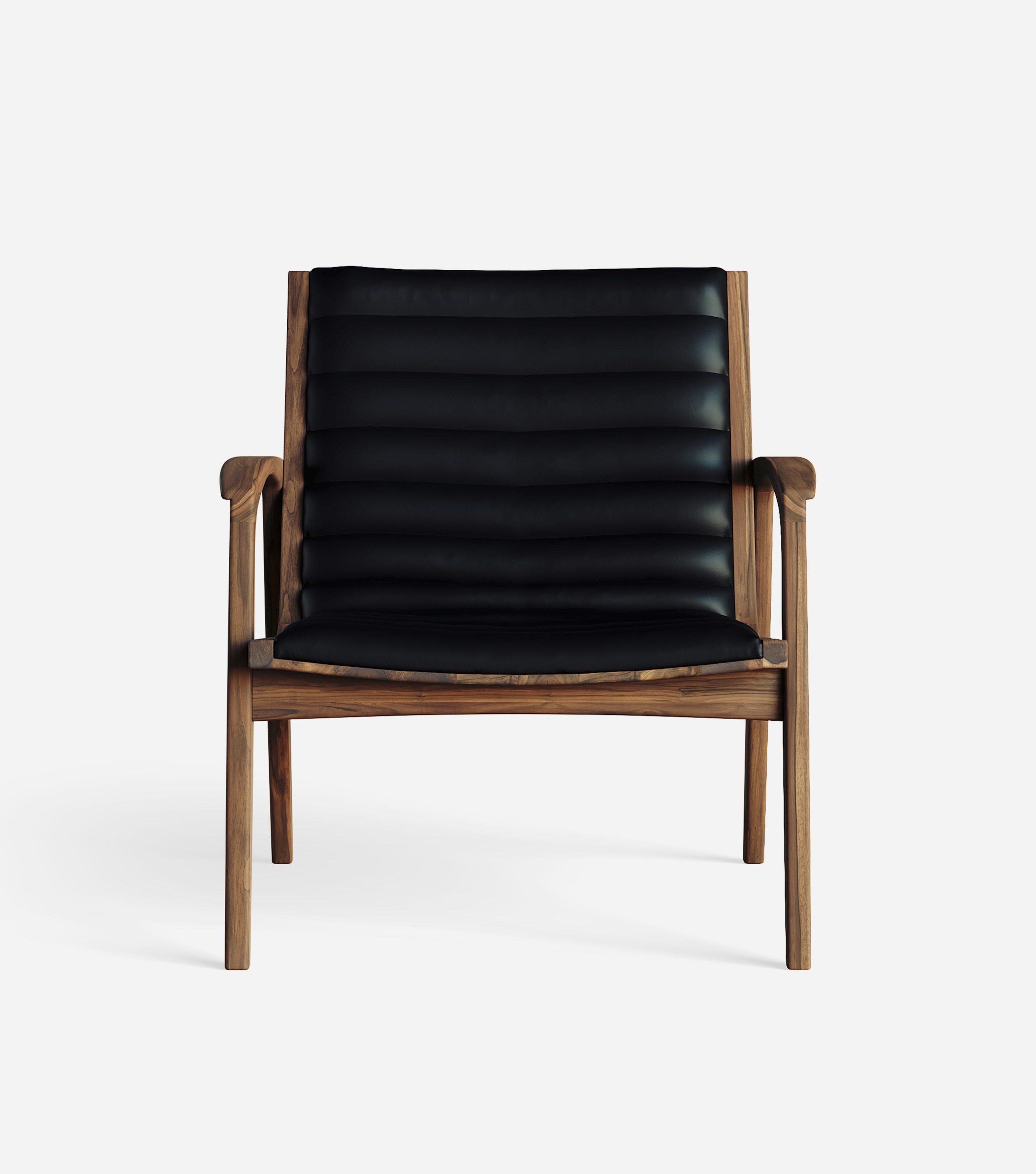 Diria Armchair - Premium Black Cactus Leather Modern Lounge Chair for Living Room, Office & Reading Nook | Eco-Friendly Vegan Leather Furniture