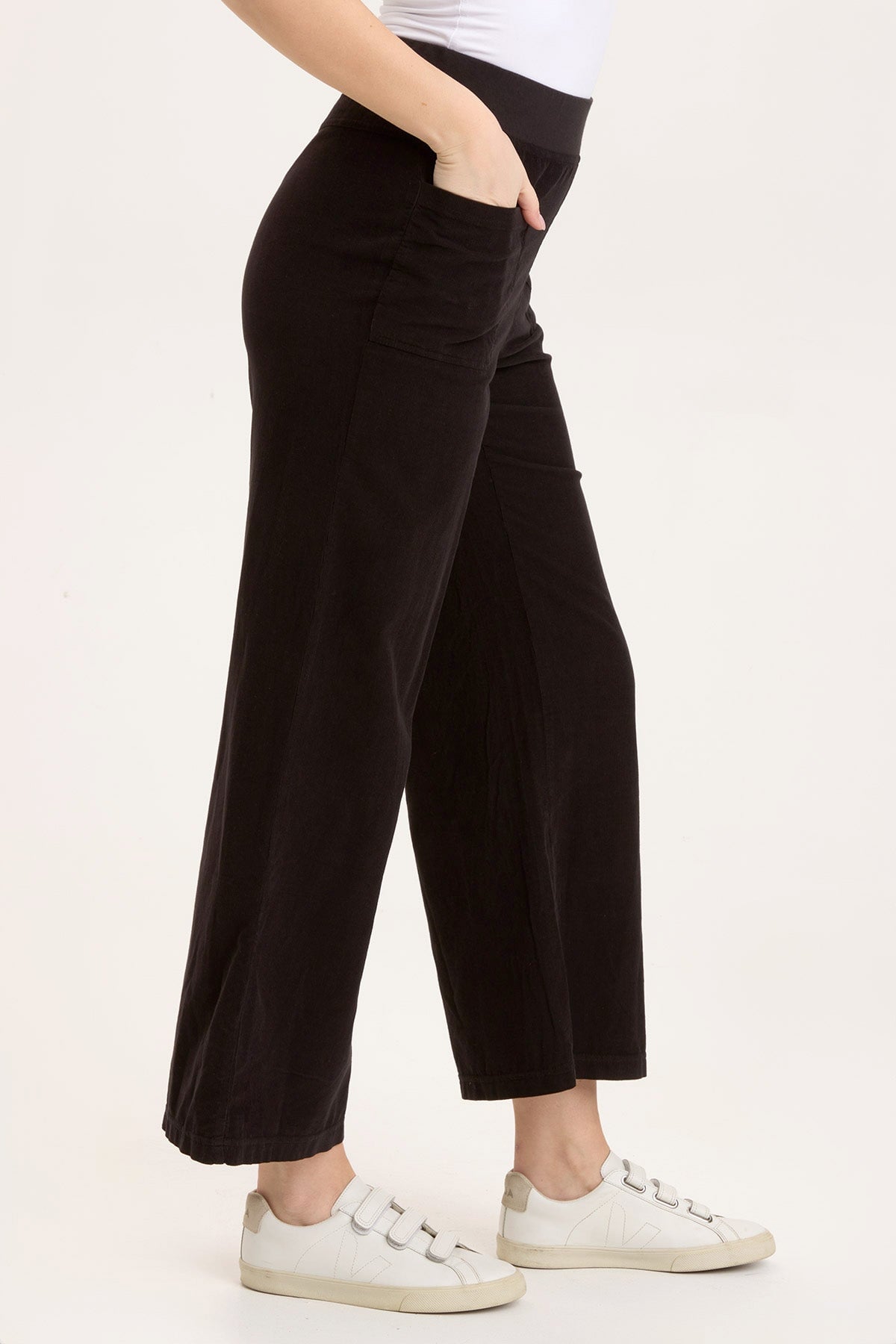 Jolene Wide Leg Black Pants for Women - High Waist Flowy Trousers - Comfortable Stretchy Fabric - Perfect for Work, Office, Casual Wear & Travel