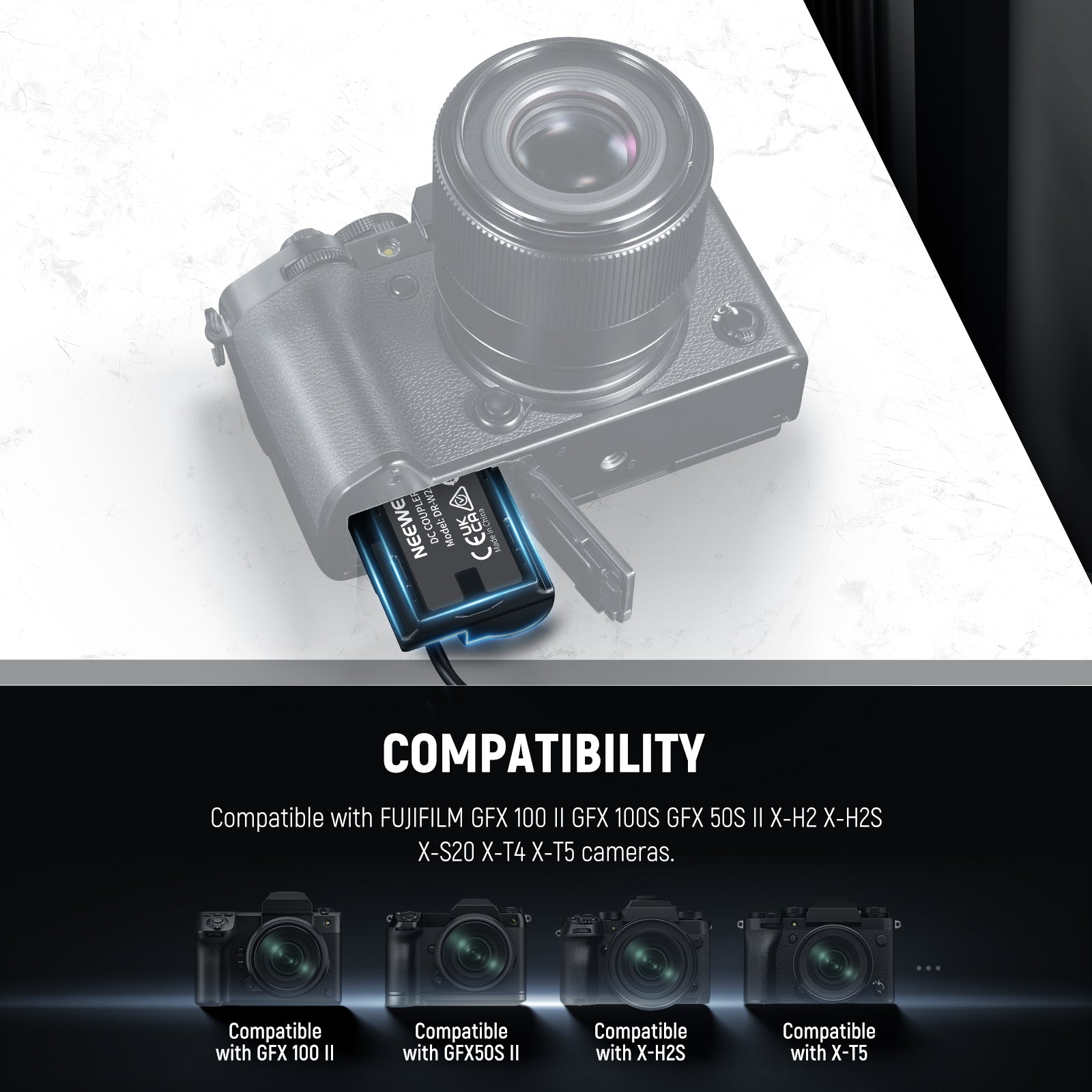 NEEWER NP W235 Replacement Dummy Battery Coupler Kit for Sony Cameras - Power Your Camera Continuously for Studio & Outdoor Photography