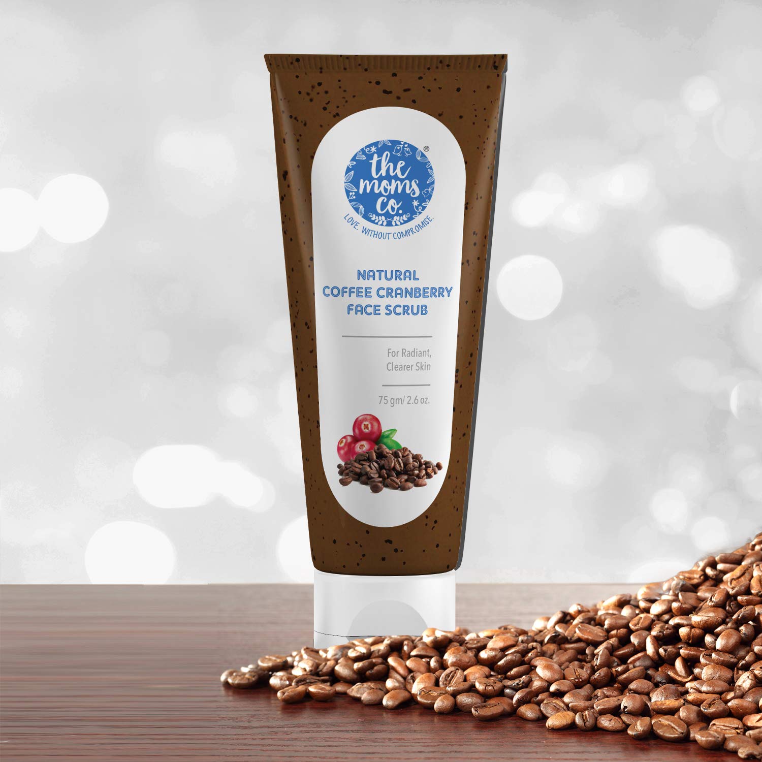 The Moms Co Natural Cranberry Coffee Face Scrub with Vitamin C - Exfoliating & Brightening Treatment for Radiant Skin (75g) | Perfect for Daily Skincare Routine & Glowing Complexion