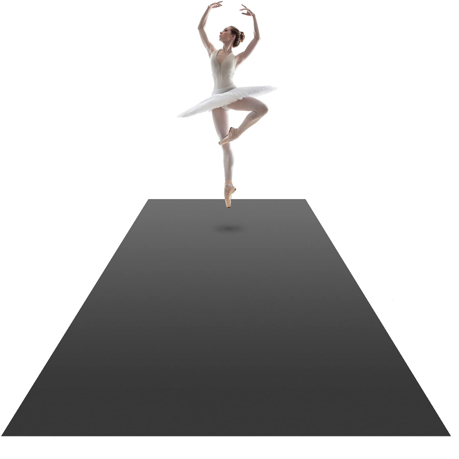 VEVOR 1.5mm Thickness PVC Roll Out Dance Floor - Non-Slip, Wear-Resistant Ballet Practice Flooring in Grey/Black | Easy to Clean & Portable for Home Studios, Dance Classes & Performance Rehearsals