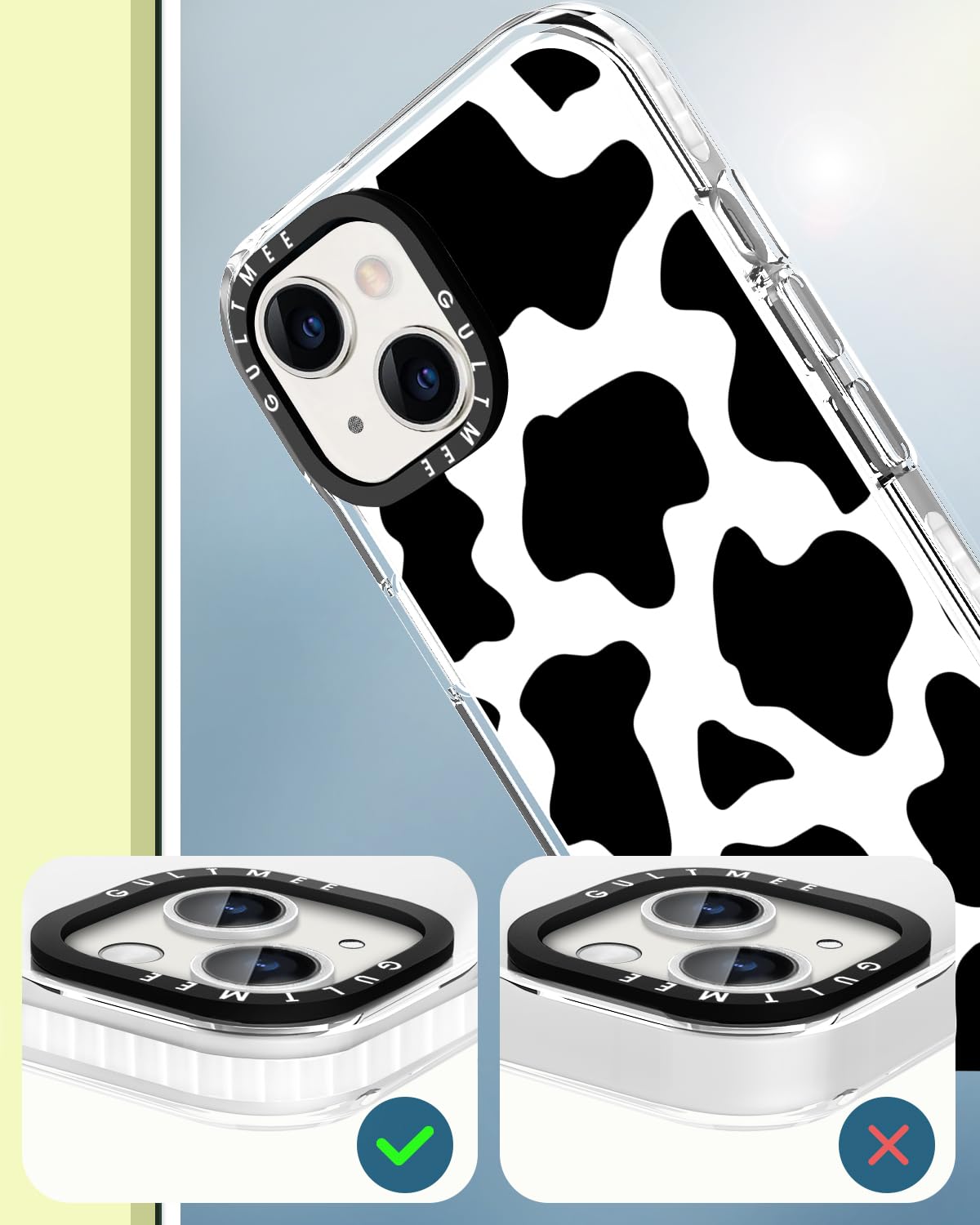 Cute Cow Print Magnetic Case for iPhone 13/14 - Slim Shockproof Protective Cover [MagSafe Compatible][Military-Grade Drop Tested] - Perfect for Women & Girls (Black/White, 6.1