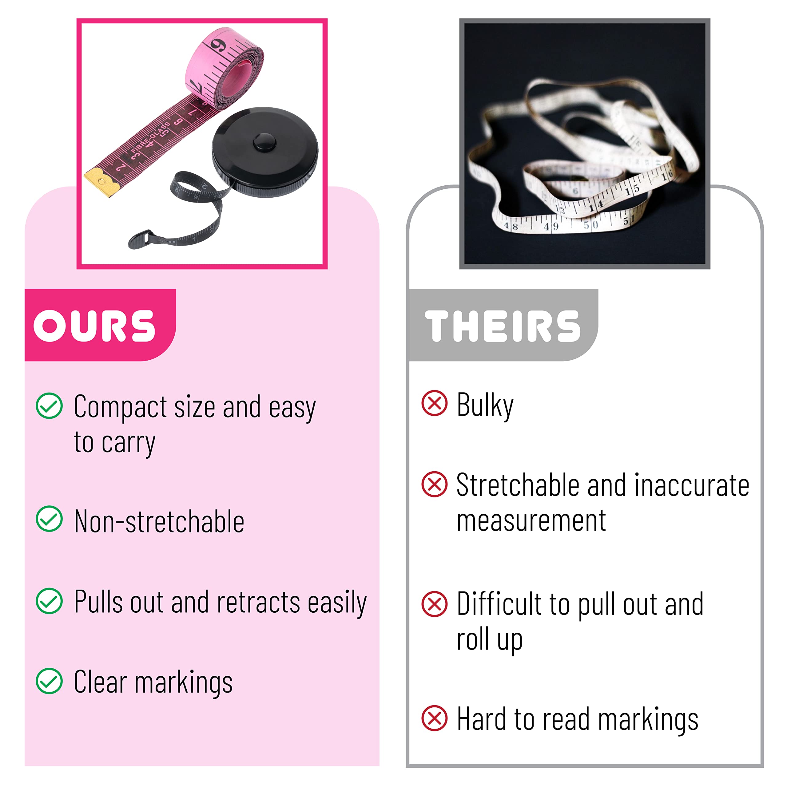 Mr. Pen 2 Pack Retractable Body Measuring Tape - 60 Inch/150 cm Soft Fabric Tape Measure for Sewing, Weight Loss Tracking & Body Measurements | Perfect for Tailors, Fitness Enthusiasts & DIY Projects