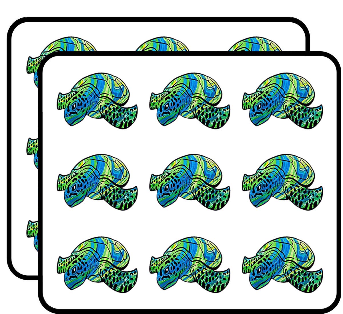Loggerhead Sea Turtle Green Vinyl Stickers 2 Inch - 18 Pack Waterproof Decals for Laptop, Car, Phone, Water Bottle - Durable Outdoor & Indoor Use for Scrapbooking, DIY Crafts, School Projects