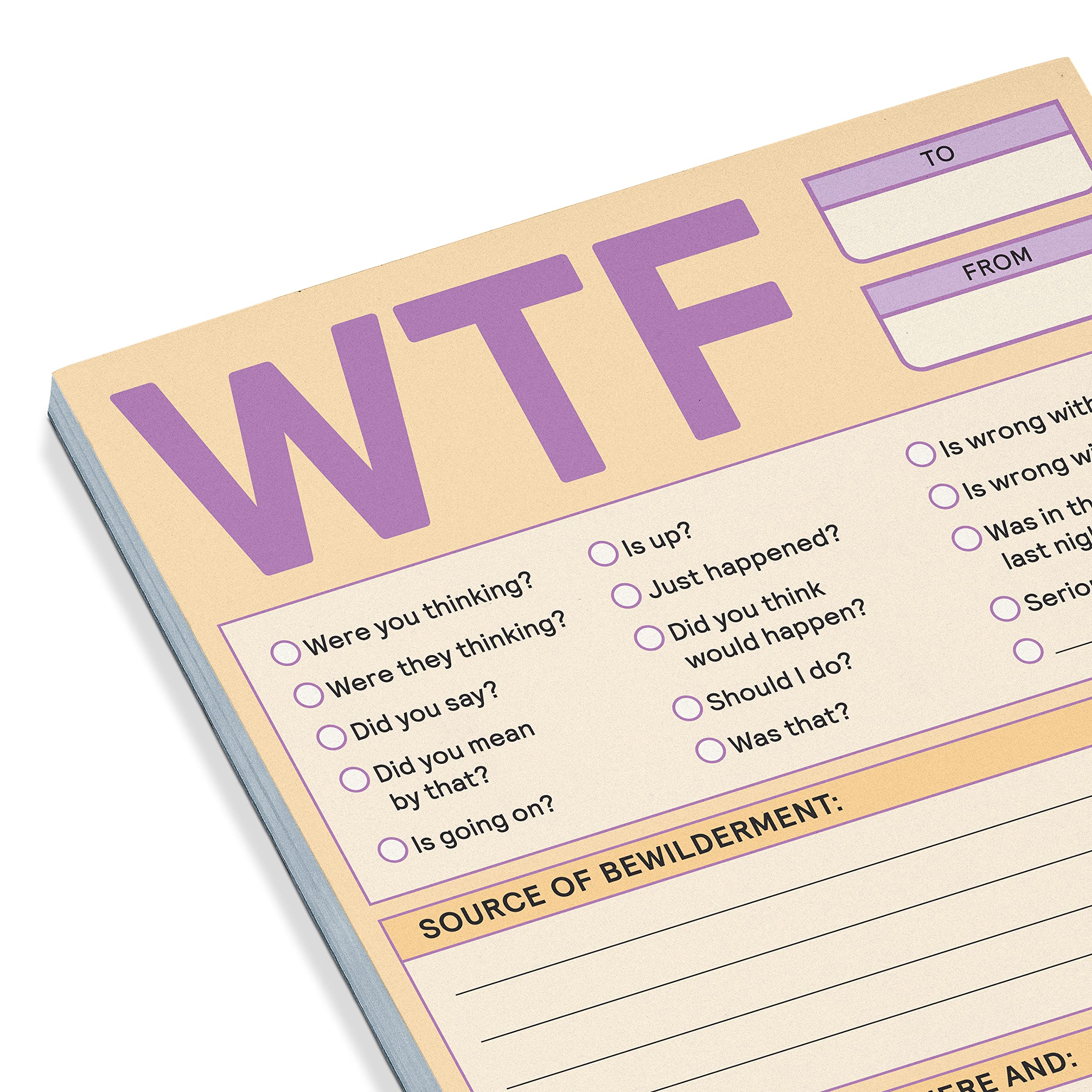 Funny WTF Notepad - Knock Knock 1 Count Pastel Notepads & Checklist (4 x 5.25 Inches) for Office Humor, Gag Gifts & Daily Reminders - Perfect for Desk Organization, To-Do Lists & Stress Relief