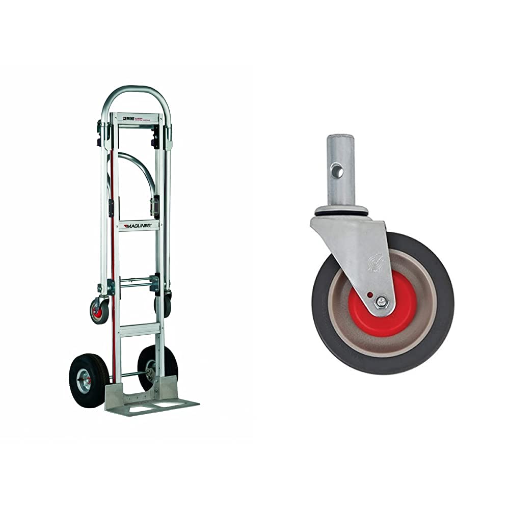 Magliner Gemini Sr Convertible Hand Truck with Replacement Casters (2-Piece Bundle) - Heavy Duty Utility Cart for Warehouse, Retail & Home Moving