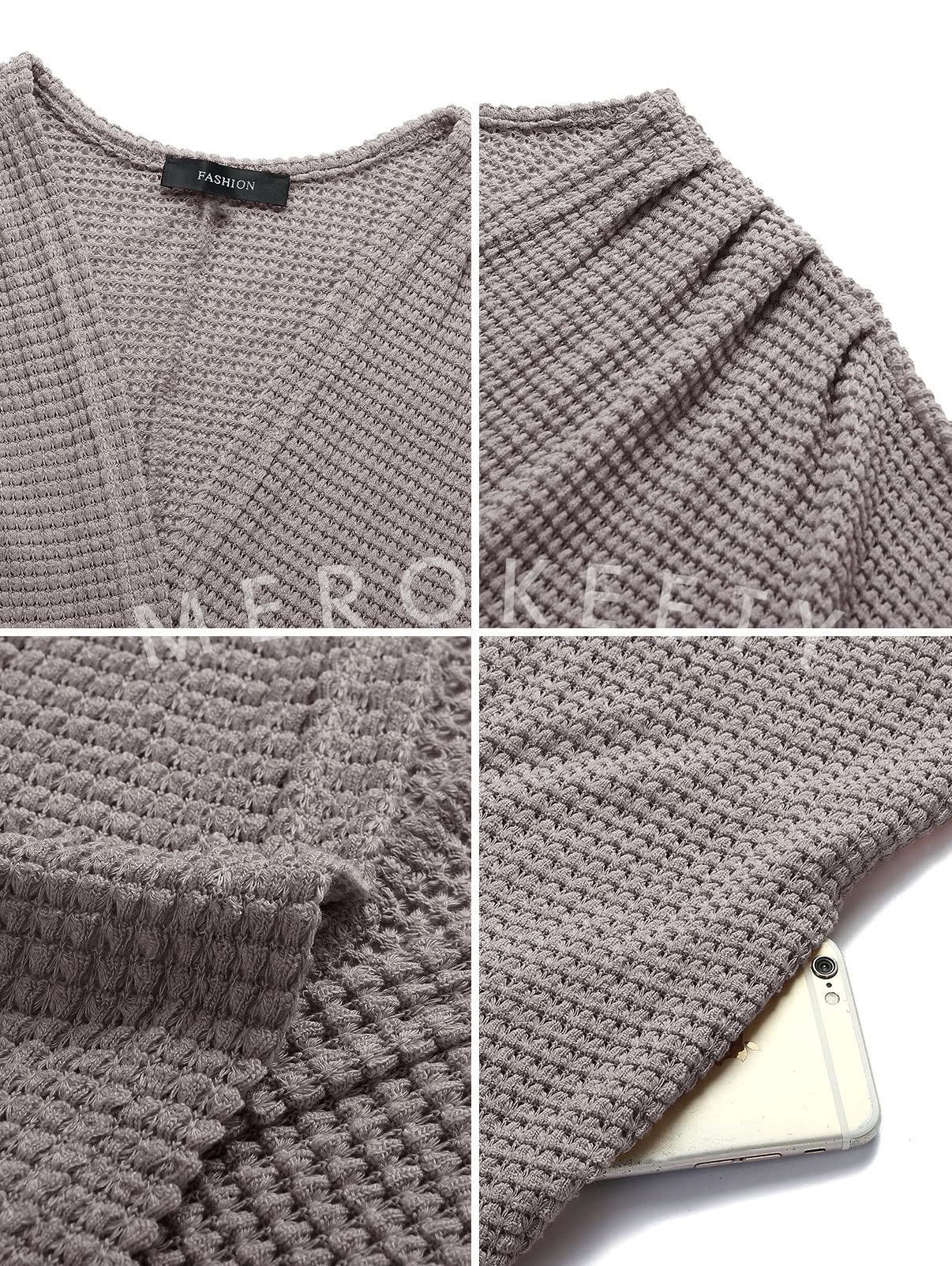 MEROKEETY Women's 2025 Fall Waffle Knit Batwing Long Sleeve Cardigan - Loose Open Front Sweater Coat for Casual Outfits & Layering in Cool Weather
