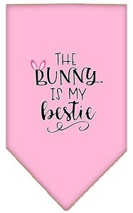 Bunny is My Bestie Screen Print Bandana - Soft Cotton Pet Bandanas in Multiple Colors - Perfect for Dog & Cat Accessories, Pet Parties & Photo Shoots
