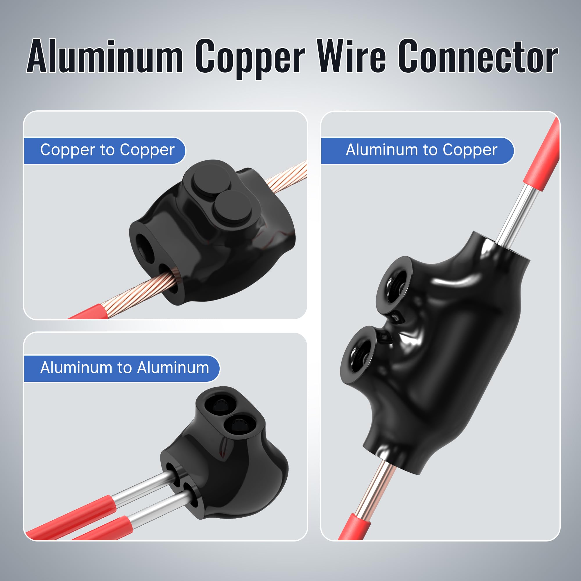 6 Pack 2 Port Insulated Multi Connectors - Aluminum to Copper Wire Connectors with Slotted Allen Hex Splice (2-14AWG & 4-14AWG Wire Range) - Ideal for Electrical Wiring, Automotive Repairs, and DIY Home Projects