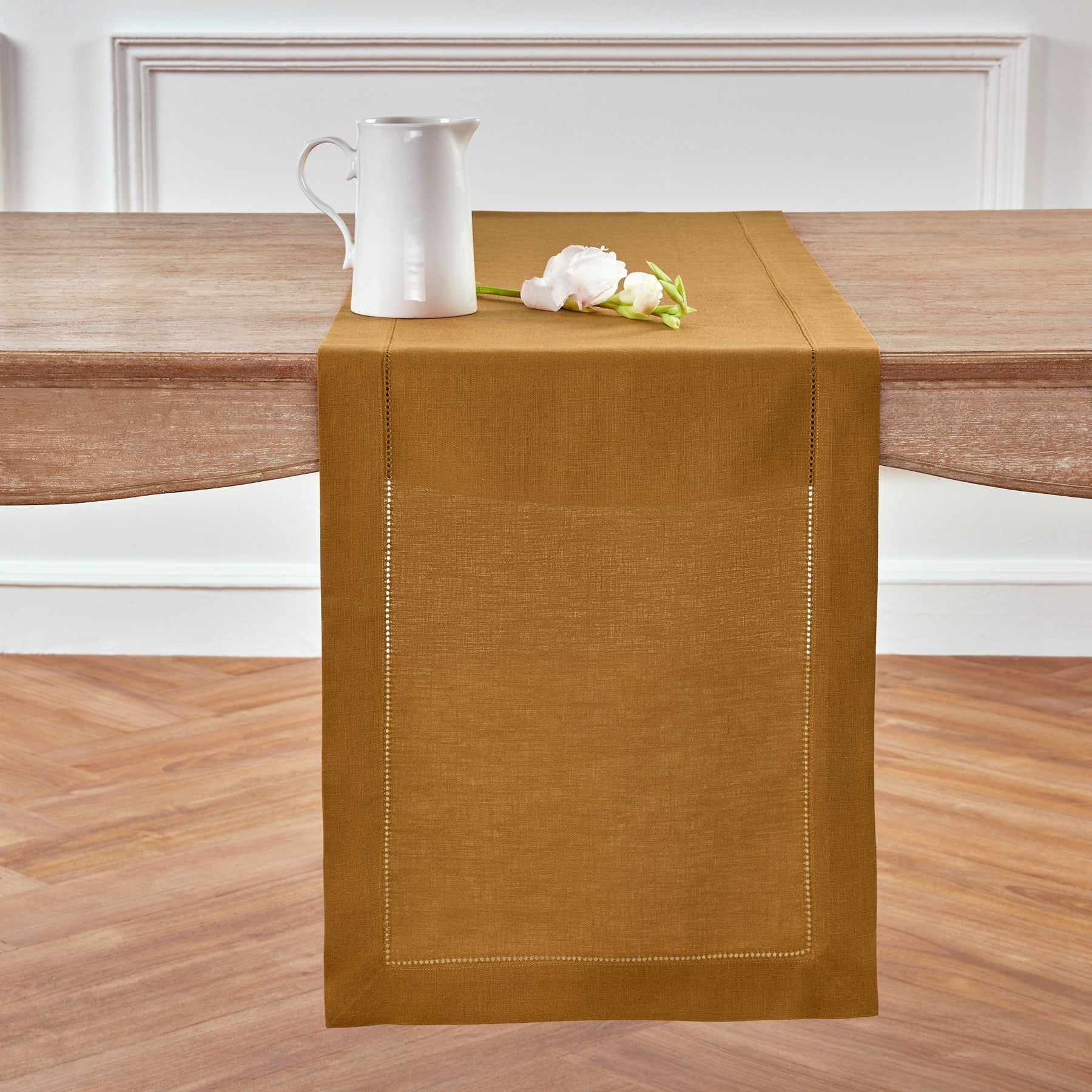 Elegant Classic Hemstitch Table Runner - Premium Linen Dining Table Decor for Weddings, Holidays & Home Decor