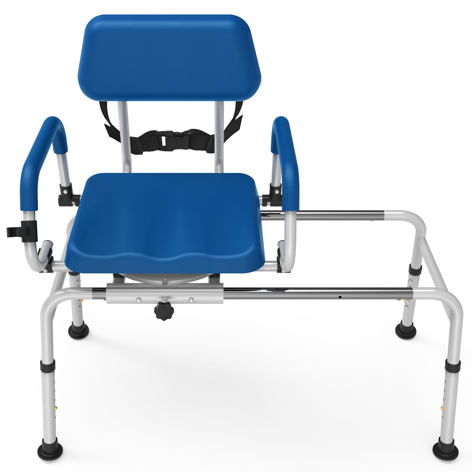 FSA/HSA Eligible Adjustable Shower Chair with Swivel Seat & Pivoting Arms - Sliding Transfer Bench for Bathtub - 350 lb Weight Capacity - Padded Shower Seat - Ideal for Elderly & Disabled Bathroom Safety - Blue