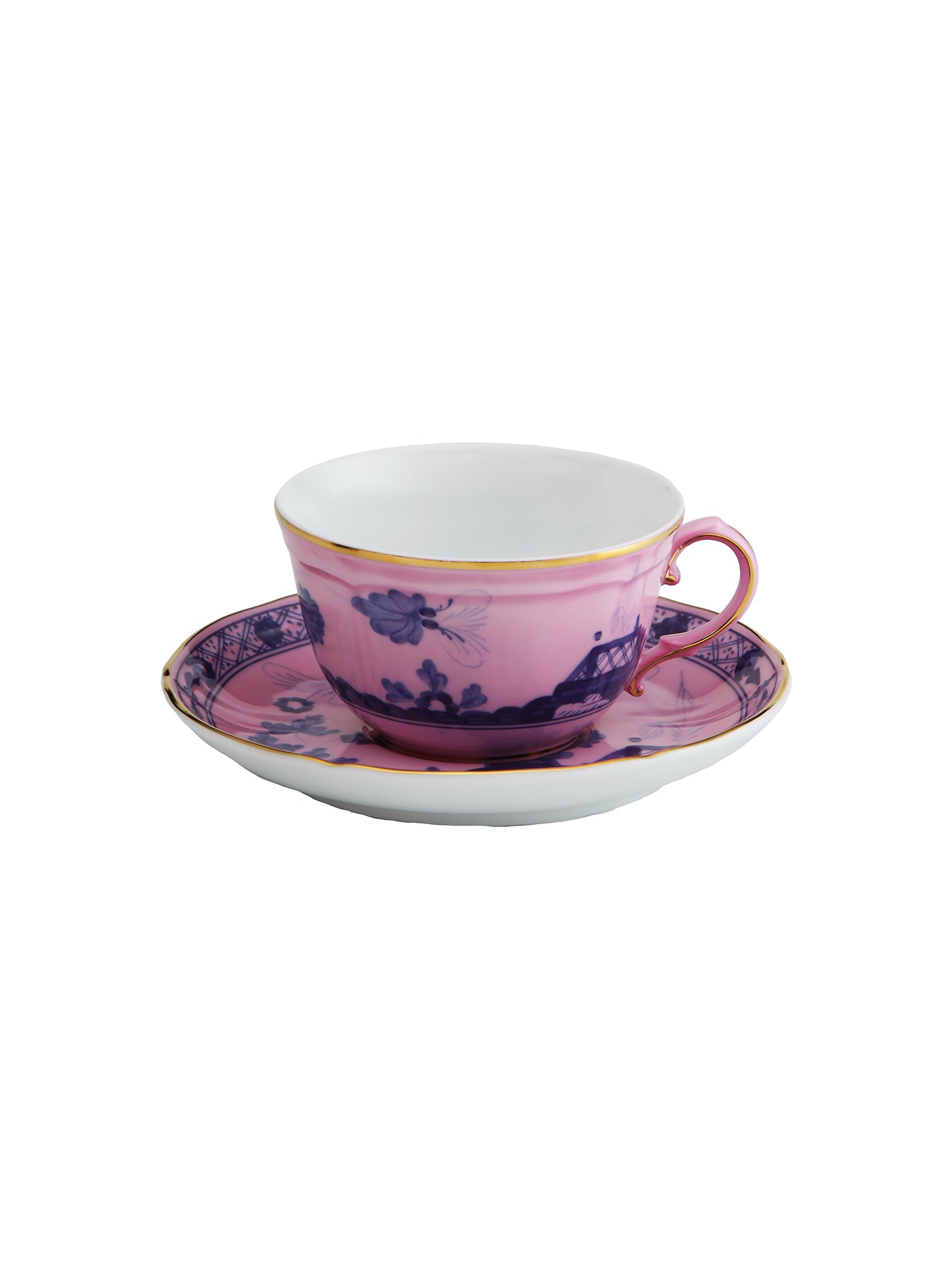 Oriente Italiano Porcelain Tea Cup and Saucer Set - Elegant Floral Design for Afternoon Tea, Coffee, and Dessert Serving - Perfect for Home, Cafe, and Gift Occasions