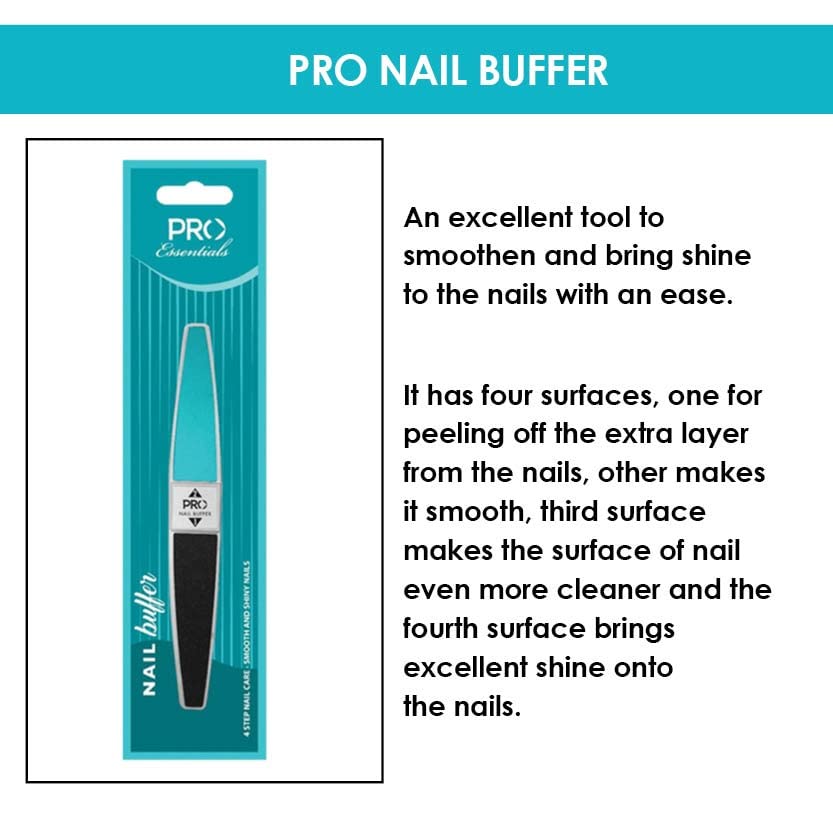 PRO Essentials Nail Buffer Turquoise | Professional Pedicure & Manicure Nail Repair Tool | Essential Nail Care Kit for Healthy, Strong & Shiny Nails | At-Home Salon & Spa Nail Treatment