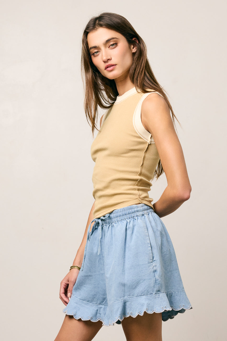 Lilah Reverse Seam Tank Top for Women - Soft Taupe Ribbed Knit Sleeveless Shirt | Perfect for Layering, Casual Outfits & Summer Wardrobe
