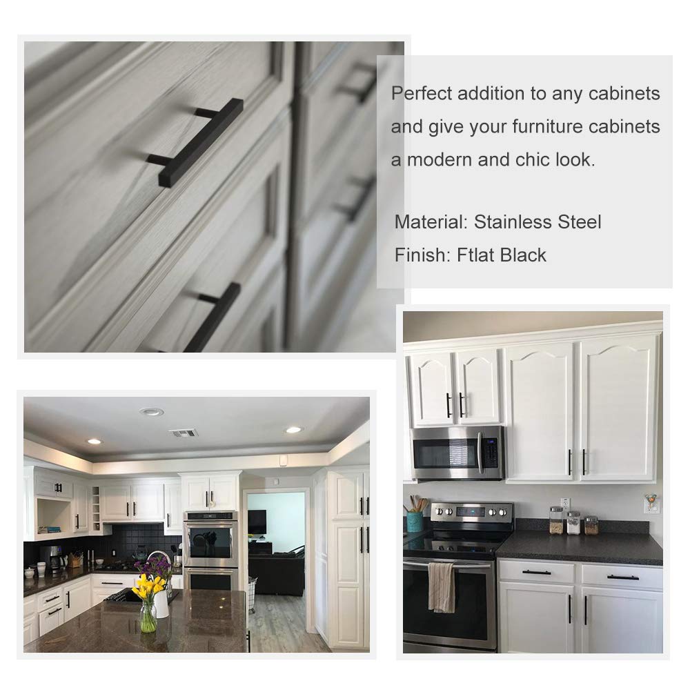 Peaha 10 Pack Black Cabinet Pulls - 4-1/2 Inch Hole Centers, Matte Finish Kitchen & Bathroom Drawer Handles, PHJ22BK115 - Perfect for Modern Cabinets, Dressers, and Furniture Hardware Upgrades