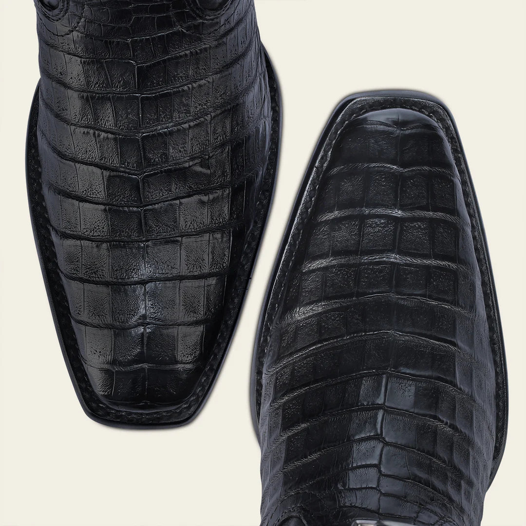 **Men's Cuadra Black Western Cowboy Caiman Boots - Genuine Leather, Comfortable & Stylish for Rodeo, Country Music Festivals & Western Fashion**