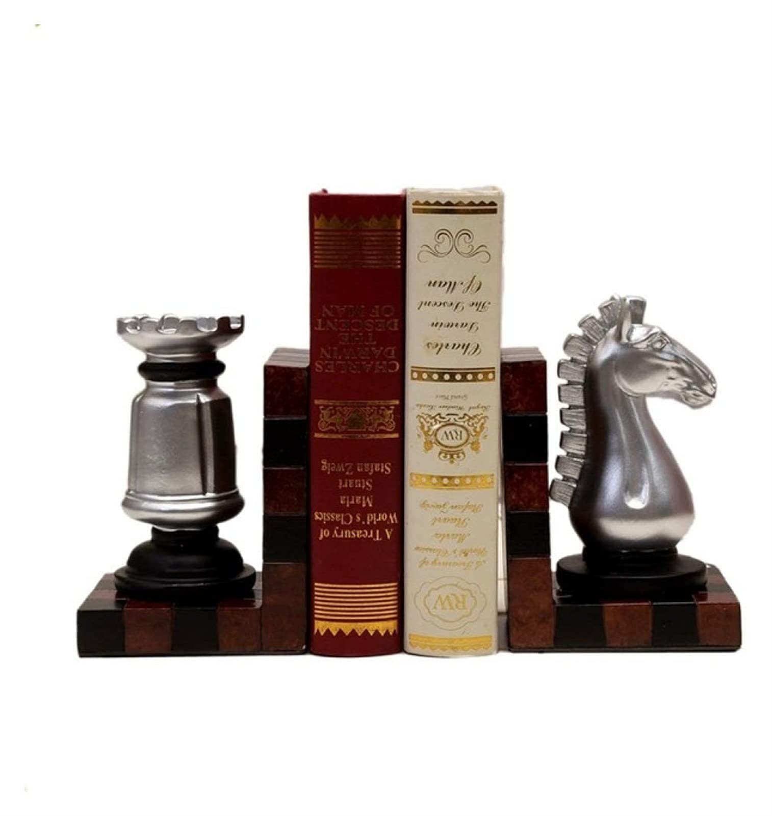 Handiya Resin Horse Bookends - Elegant Chess Piece Sculpture for Bookshelves, Desks & Home Decor, Set of 2 | Perfect for Office, Study Room & Gift Giving