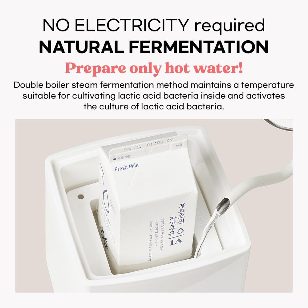 MINEW Non-Electric Yogurt Maker - Korean Made Homemade Yogurt Kit for Easy DIY Probiotic Yogurt at Home | Perfect for Healthy Breakfast, Snacks & Gut Health
