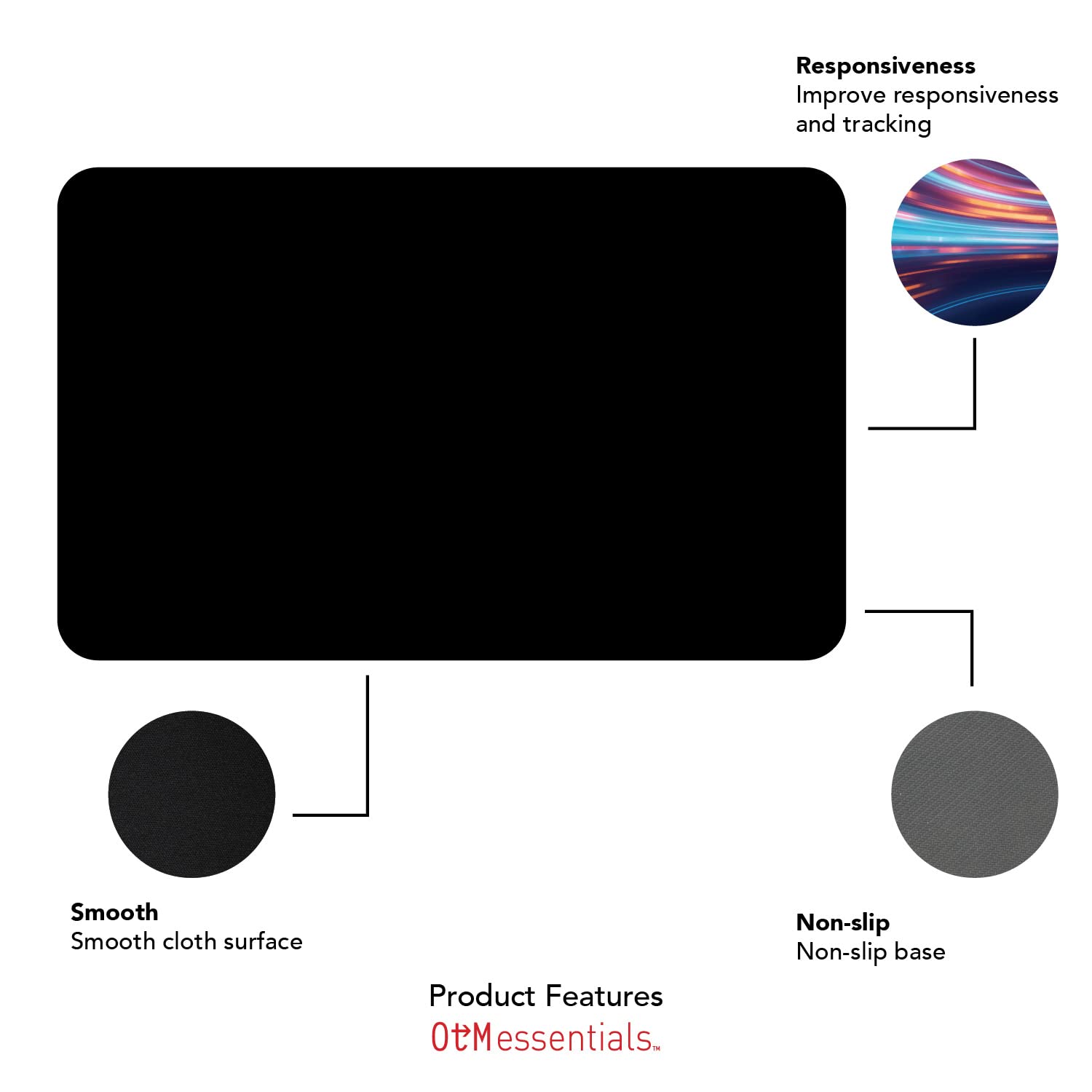 OTM Essentials Artist Series Fabric Mouse Pad - Rainbow Swirls Design for Computers & Gaming | Ergonomic Non-Slip Desk Accessory for Office, Home & Workstations